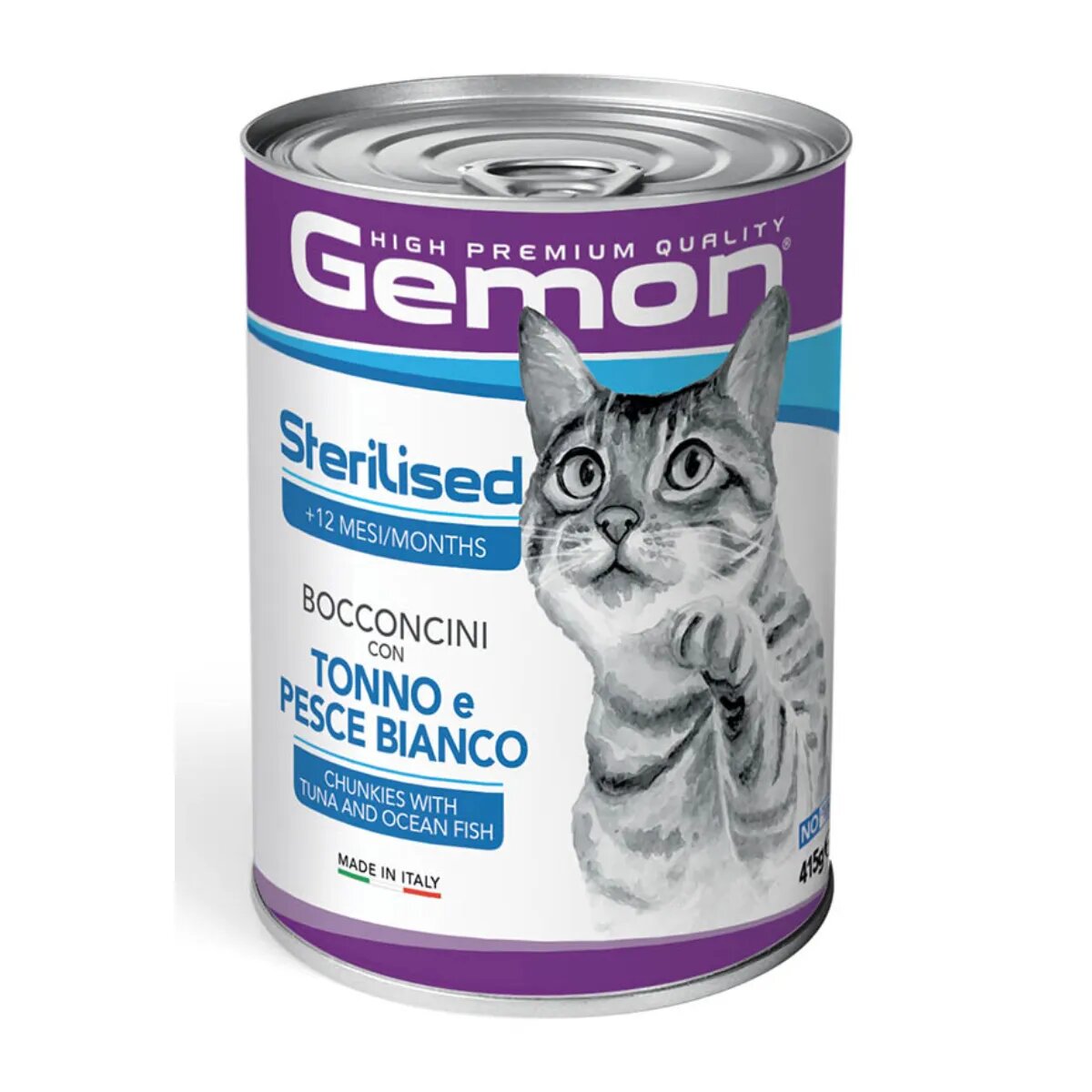 Gemon Sterilised Ton și Pește conservă hrană umedă pisici sterilizate (în aspic) 415g