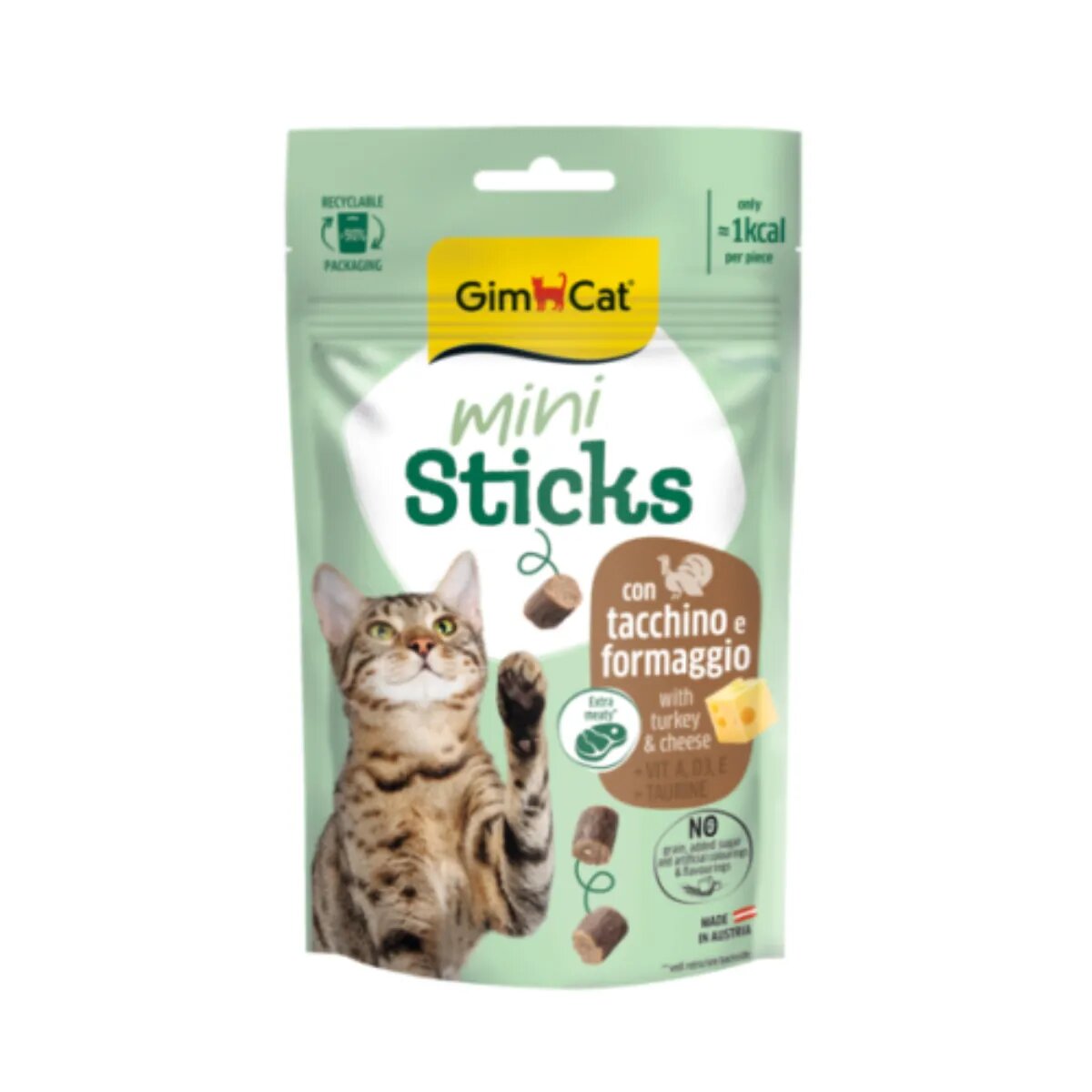 GimCat Mini Sticks Curcan și Brânză punguță recompense pisici 50g