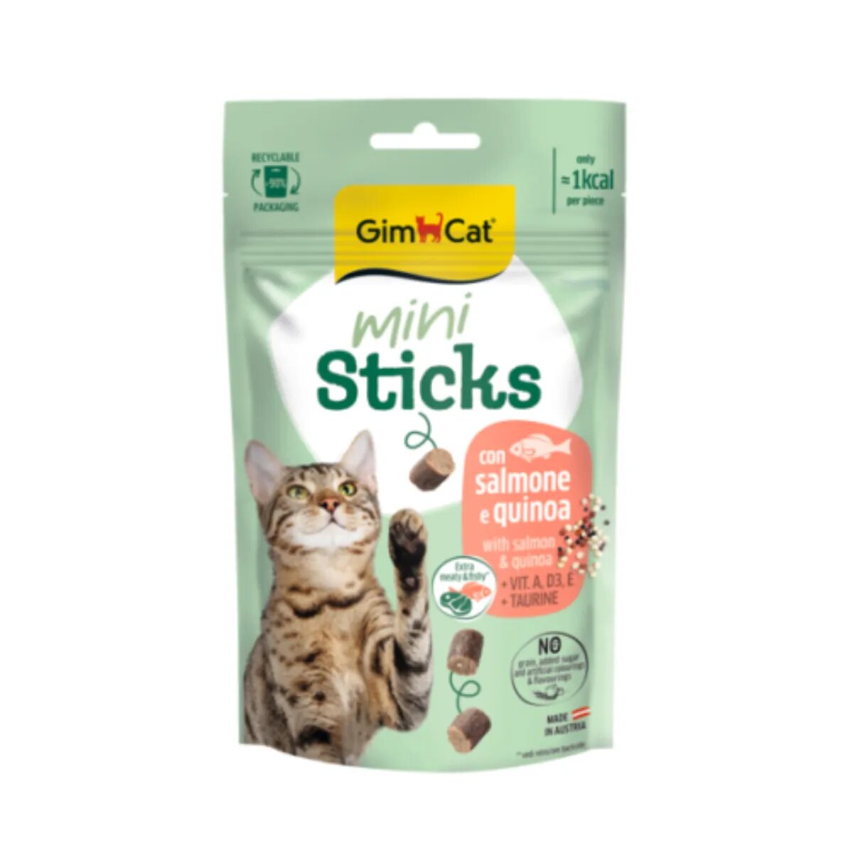 GimCat Mini Sticks Somon și Quinoa punguță recompense fără cereale pisici 50g