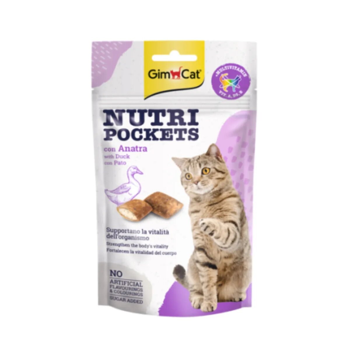 GimCat Nutri Pockets Rață punguță recompense pisici 60g