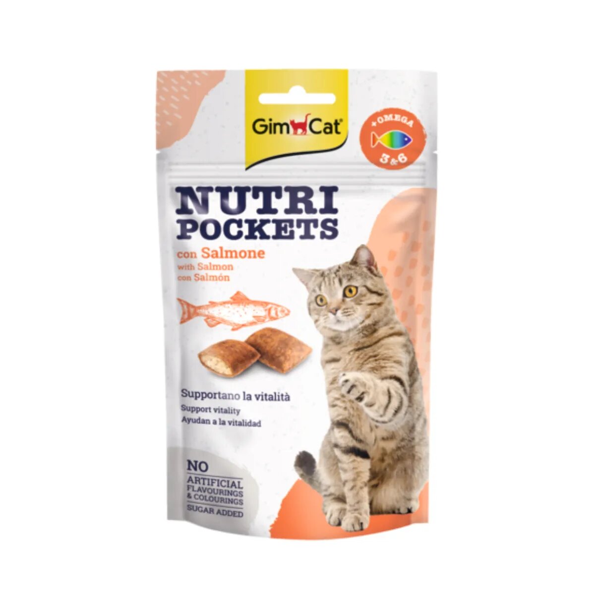 GimCat Nutri Pockets Somon punguță recompense pisici 60g