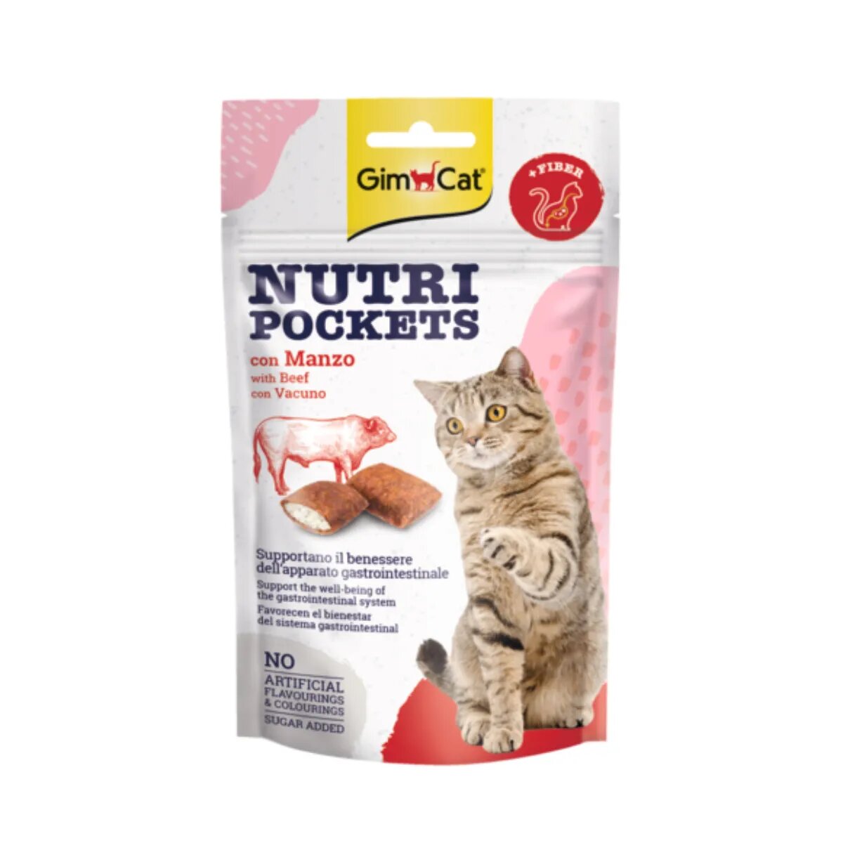 GimCat Nutri Pockets Vita&Malt Vită punguță recompense funcționale pisici 60g