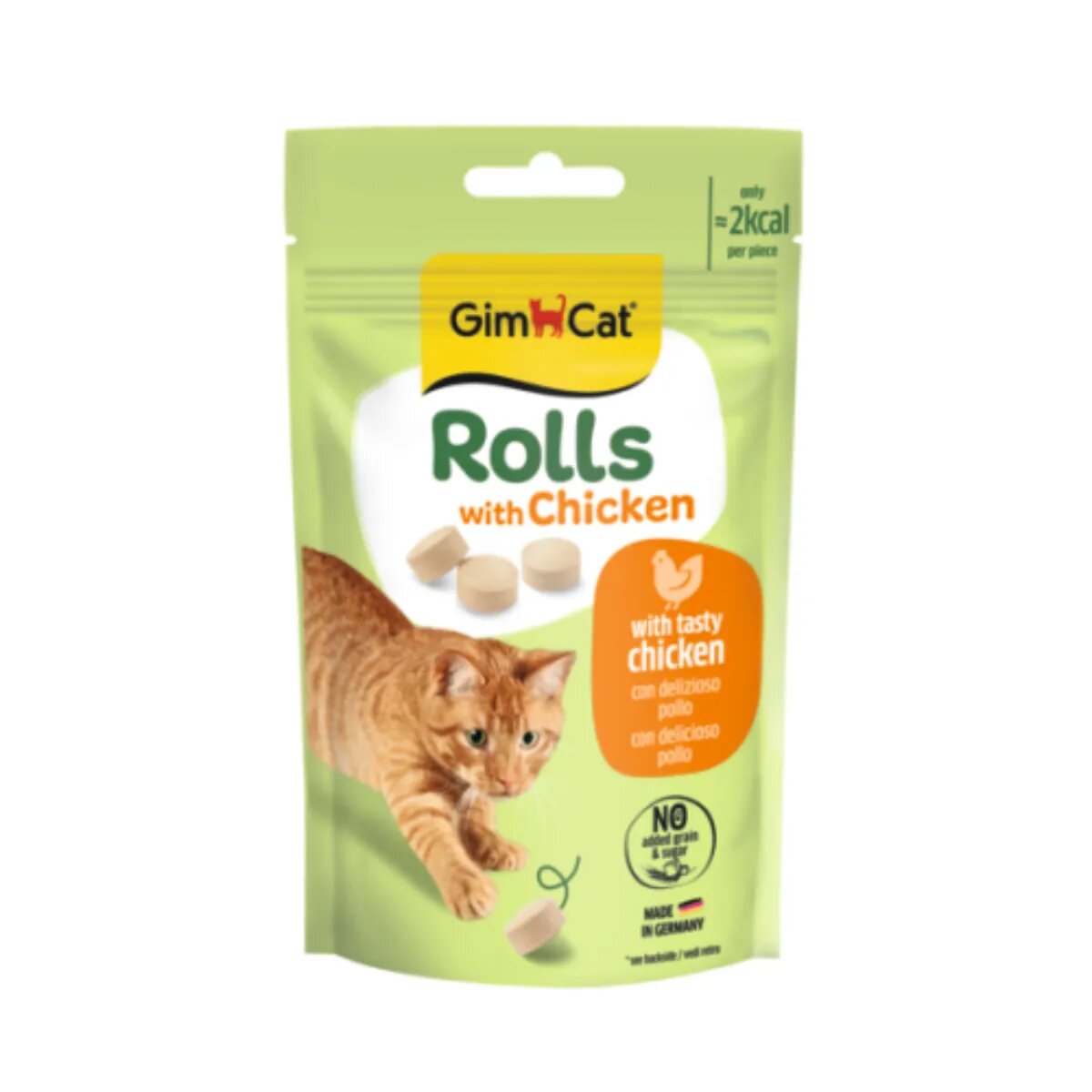 GimCat Rolls Pui punguță recompense fără cereale pisici 50g