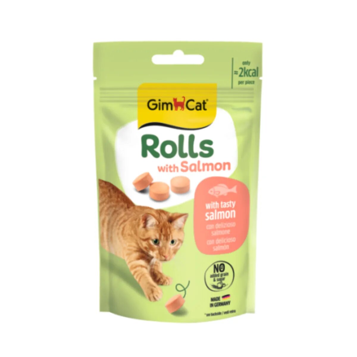 GimCat Rolls Somon punguță recompense fără cereale pisici 50g