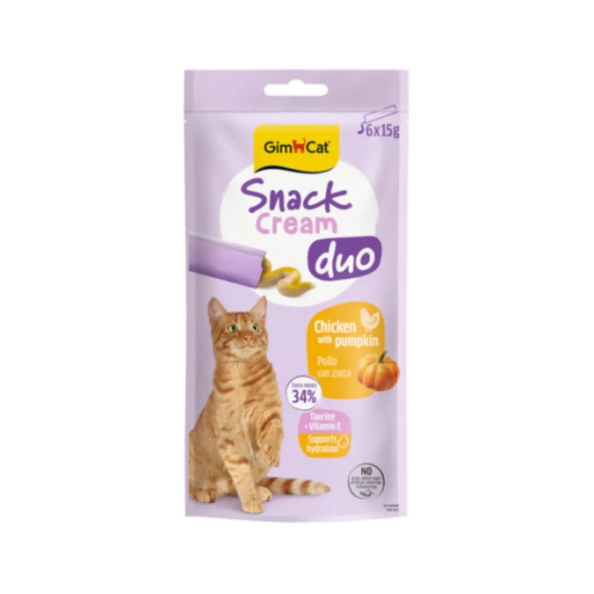 GimCat Snack Duo Cream Pui și dovleac punguță recompense pisici 90g