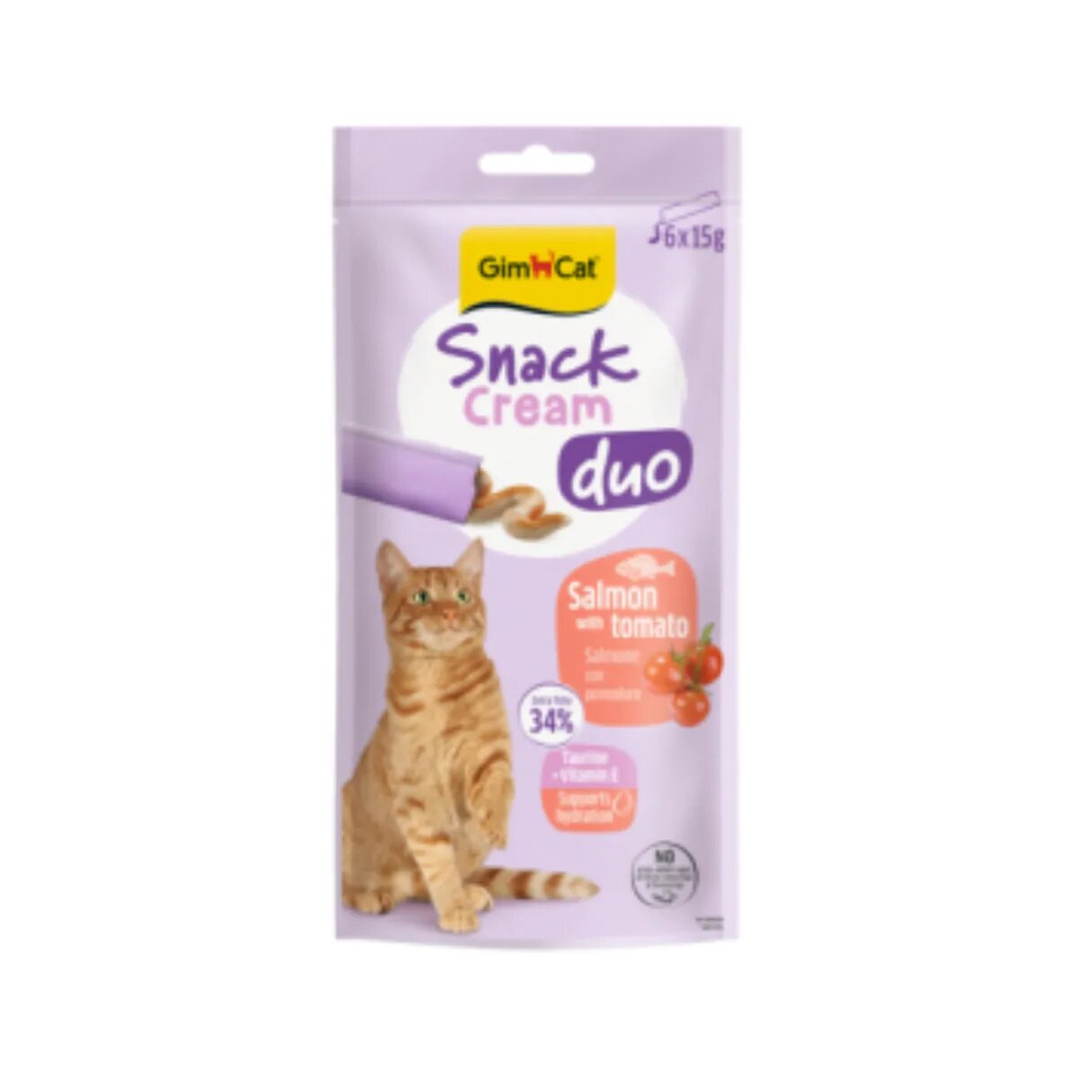GimCat Snack Duo Cream Somon și Roșii punguță recompense pisici 90g