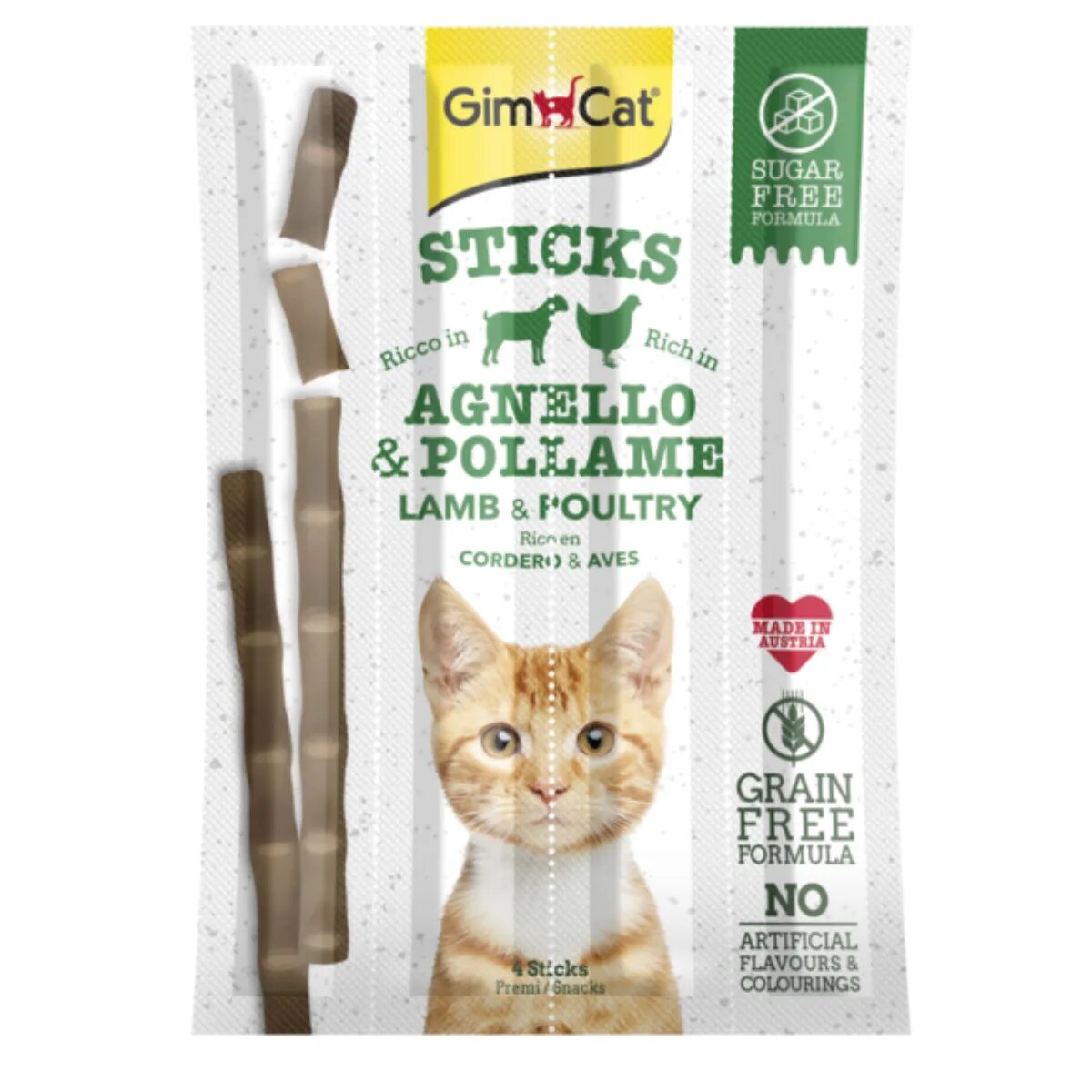 GimCat Sticks Miel și Pasăre punguță recompense fără cereale pisici 20g