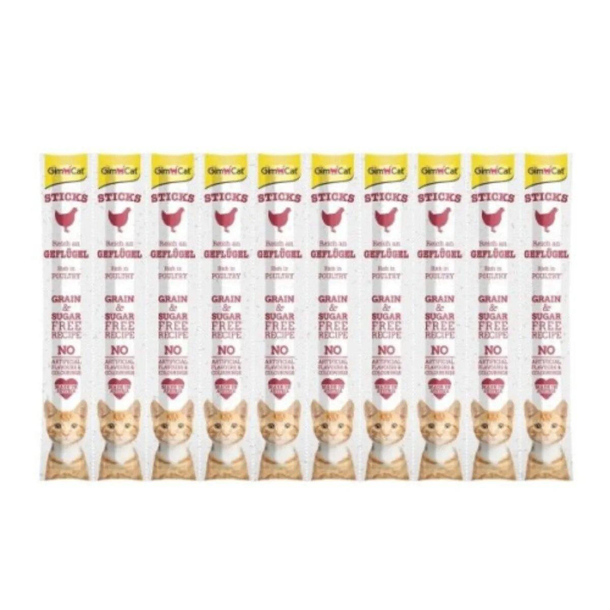 GimCat Sticks Pasăre punguță recompense fără cereale pisici 50g