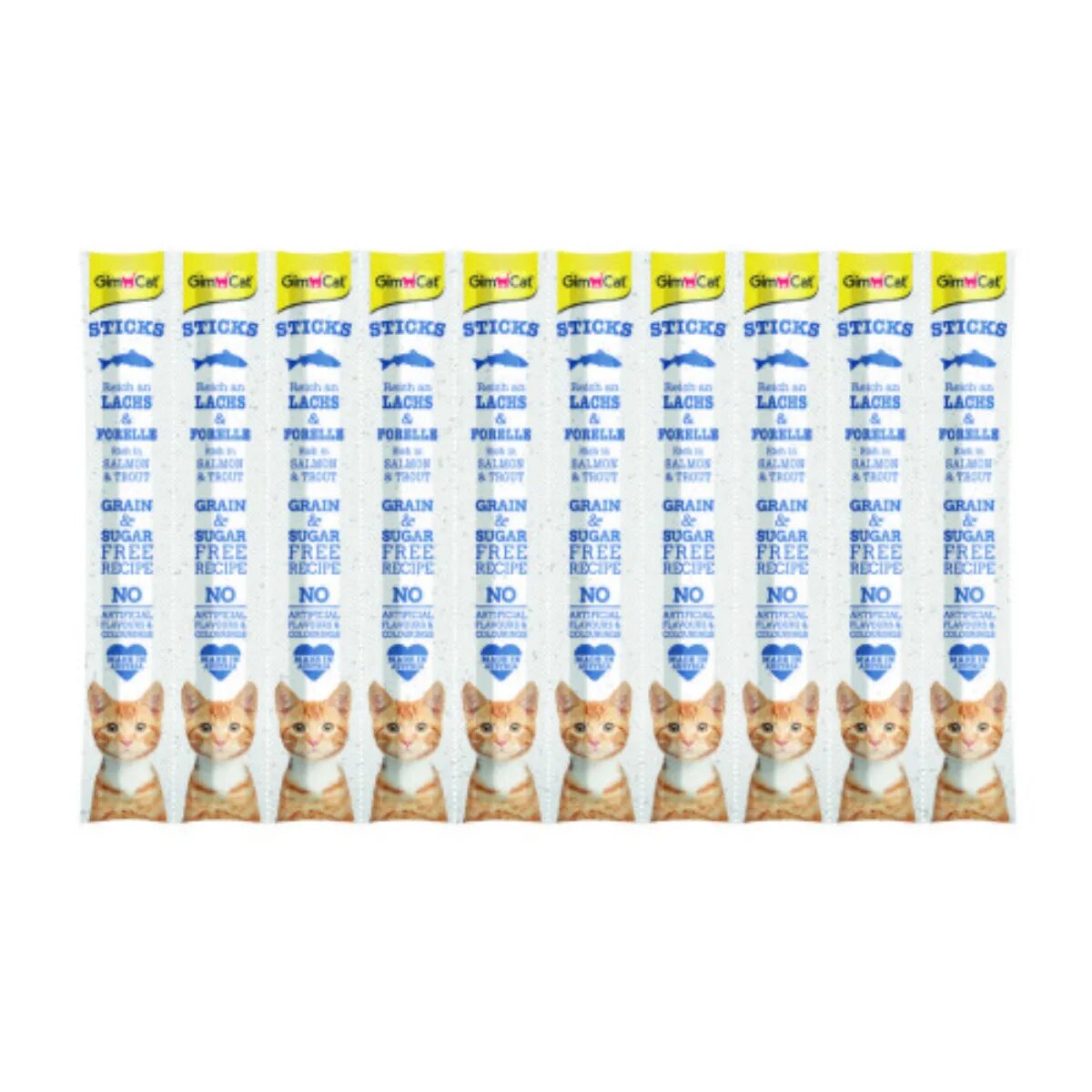 GimCat Sticks Somon și Păstrăv punguță recompense pisici 50g