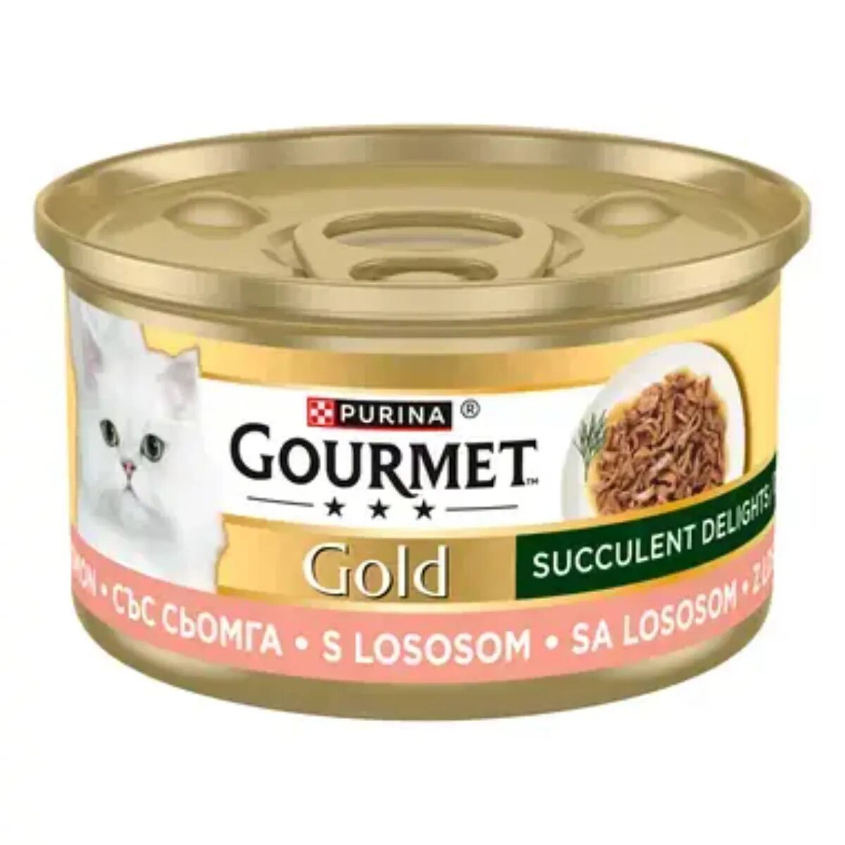 Gourmet Gold Succulent Delights Somon conservă hrană umedă pisici (în sos) 85g