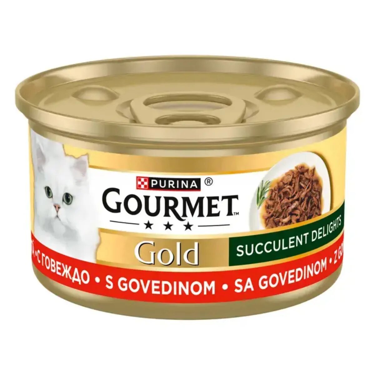 Gourmet Gold Succulent Delights Vită conservă hrană umedă pisici (în sos) 85g