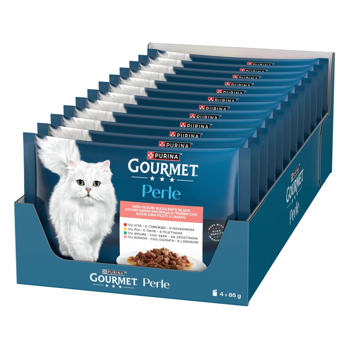 Gourmet Perle Curcan Rață Miel Ton plic hrană umedă pisici (în sos) multipack 85g x 4buc