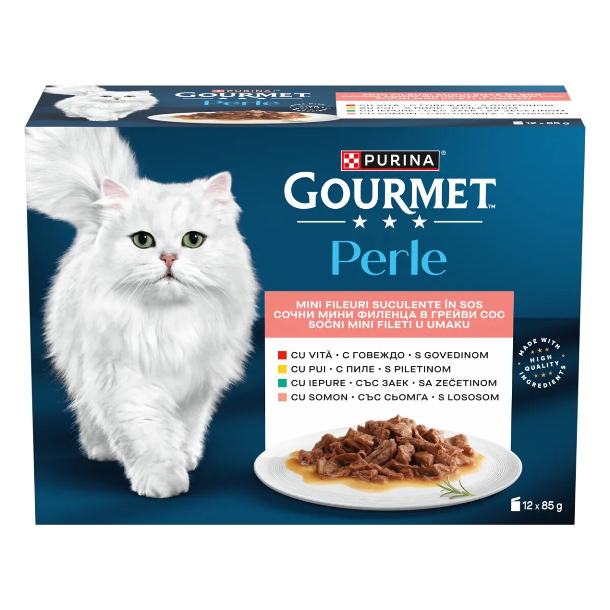 Gourmet Perle Vită Pui Iepure Somon plic hrană umedă pisici (în sos) bax 85g x 12buc
