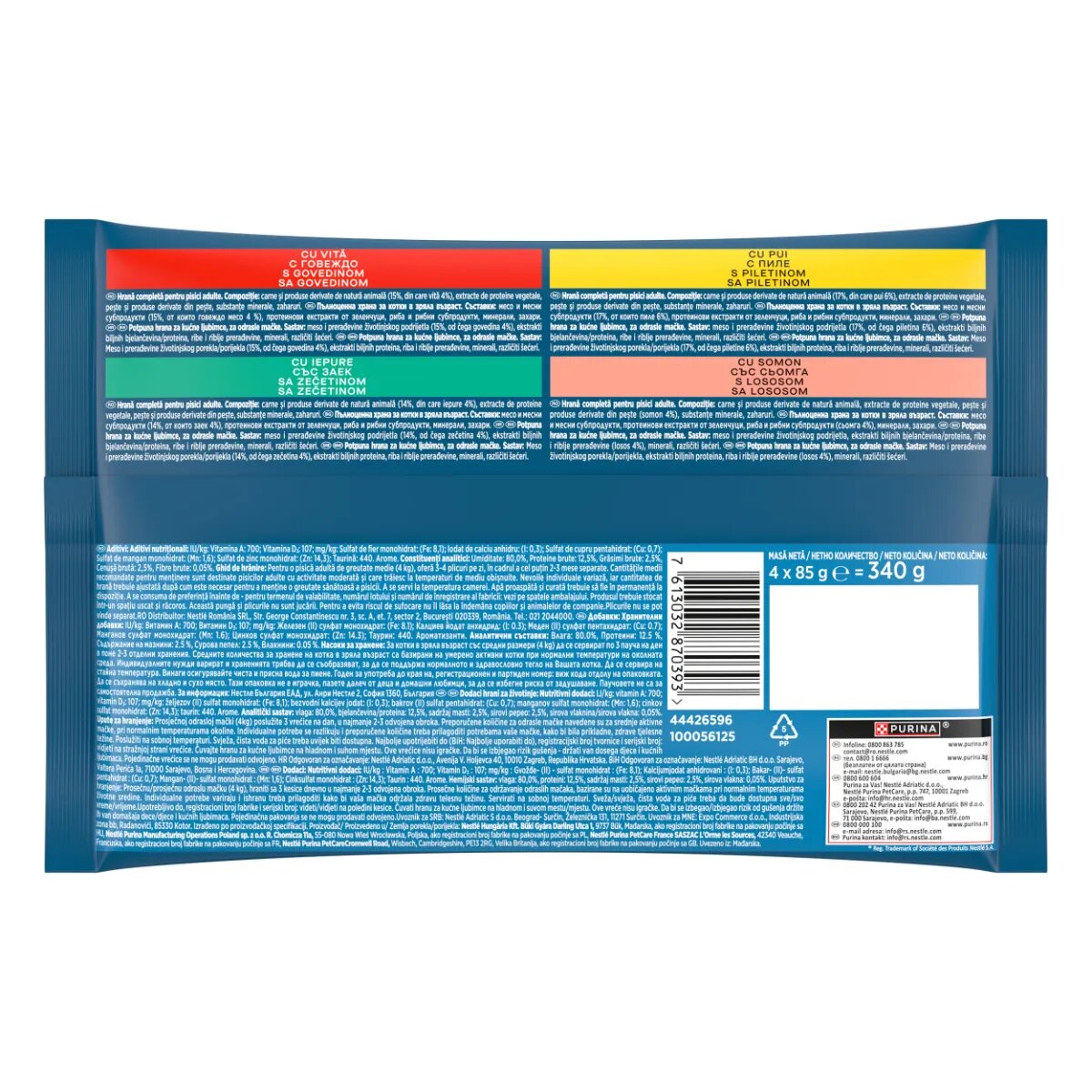 Gourmet Perle Vită Pui Iepure Somon plic hrană umedă pisici (în sos) multipack 85g x 4buc