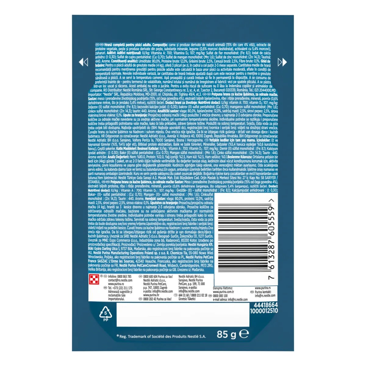 Gourmet Perle Vită și Morcov plic hrană umedă pisici (în sos) 85g