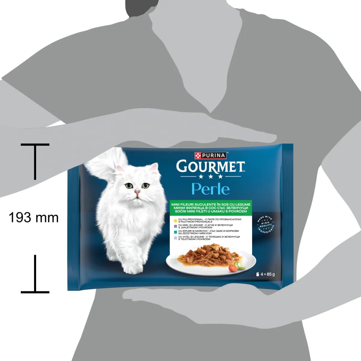 Gourmet Perle Vițel Pui Iepure cu Legume Miel cu Legume plic hrană umedă pisici (în sos) multipack 85g x 4buc
