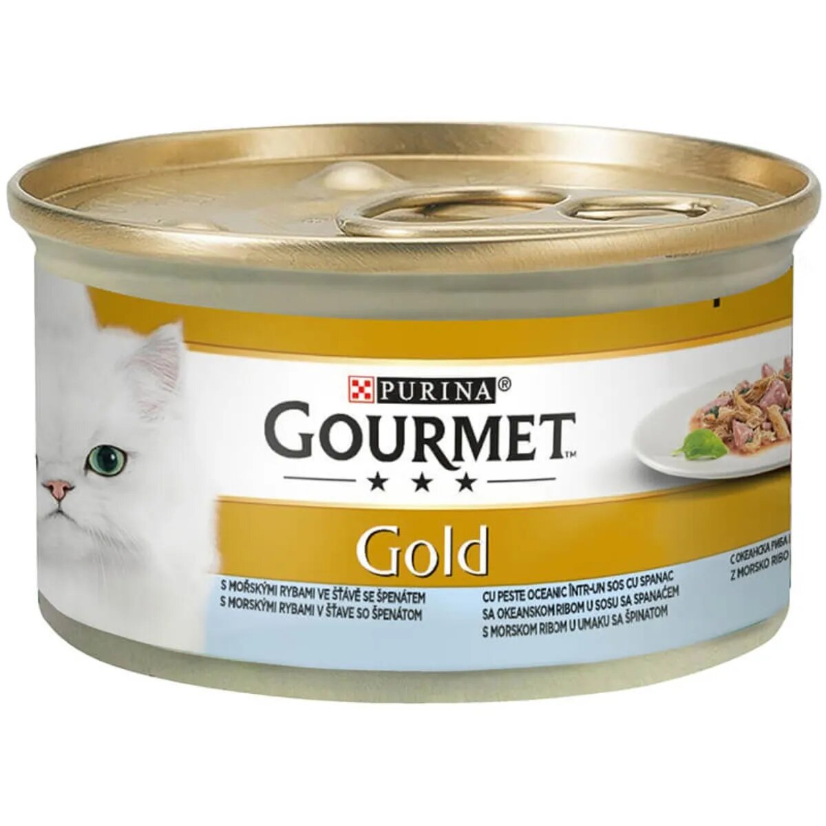 Gourmet PURINA Gold Double Pleasure Pește oceanic cu Spanac conservă hrană umedă pisici (în sos) 85g
