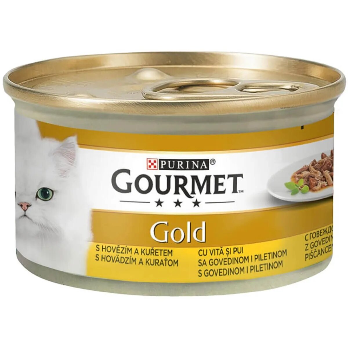 Gourmet PURINA Gold Duo Vită și Pui conservă hrană umedă pisici (în sos) 85g