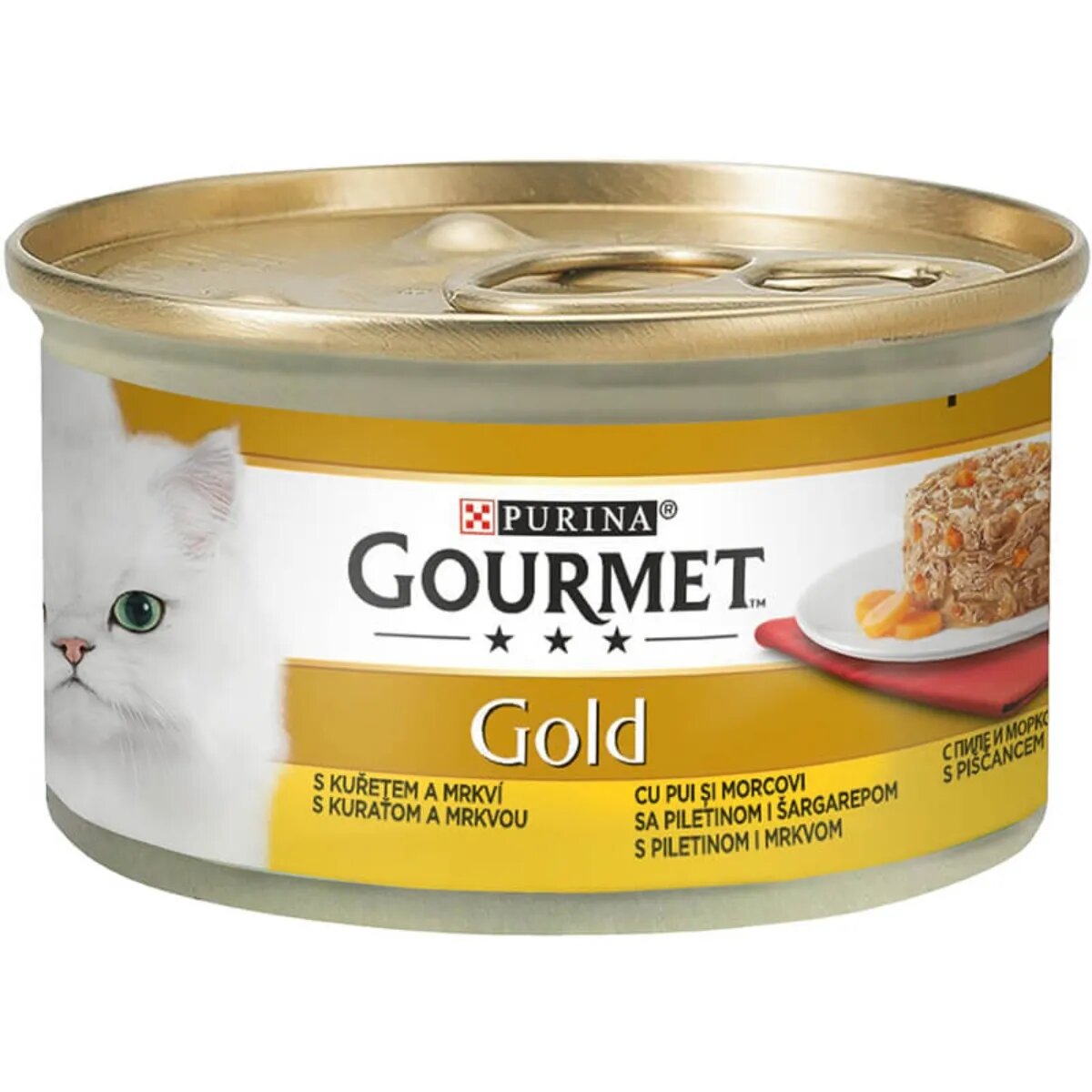 Gourmet PURINA Gold Savoury Cake Pui cu Morcov conservă hrană umedă pisici (bucăți de carne) 85g