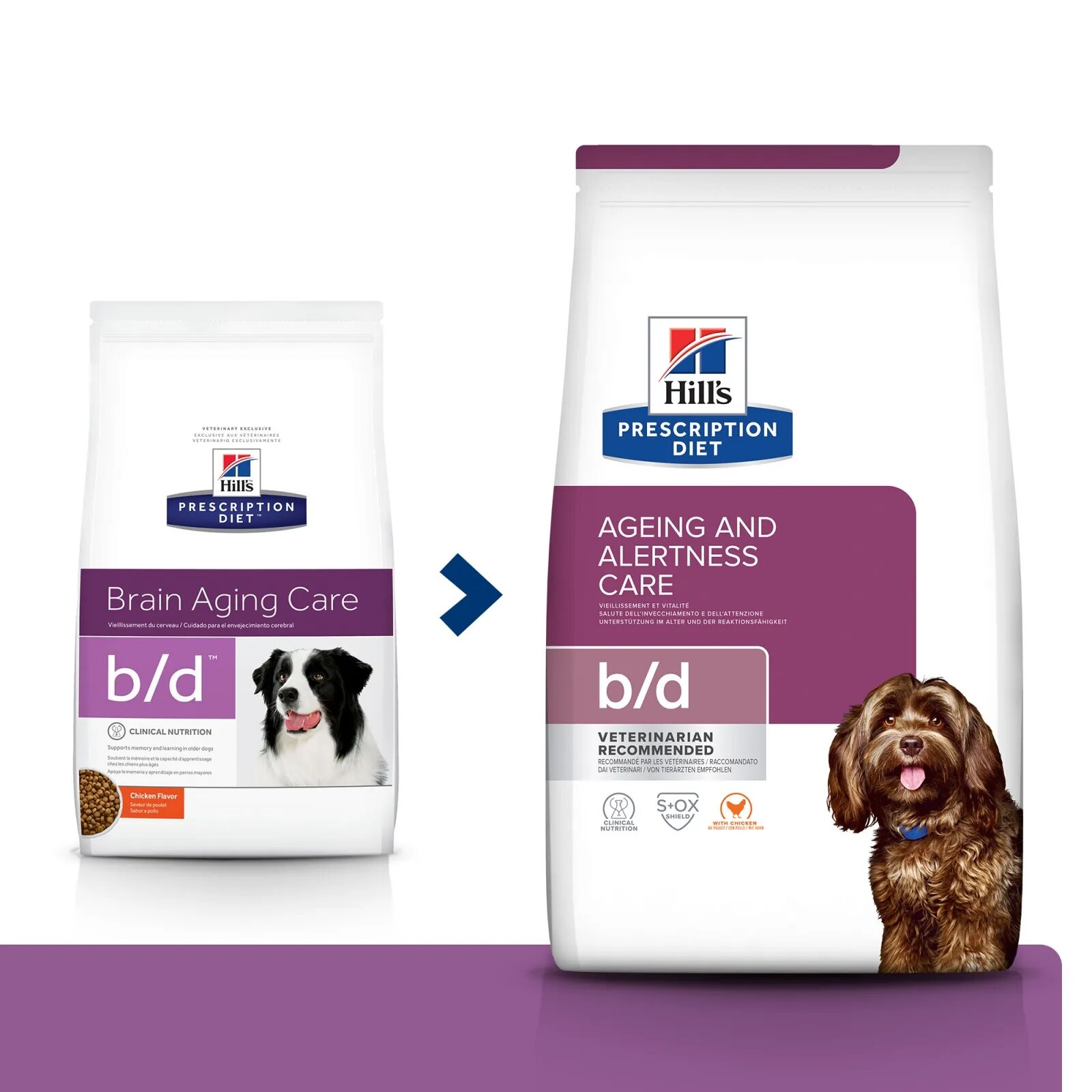 HILL'S Prescription Diet b/d Ageing and Alertness Care Pui dietă veterinară câini senior hrană uscată sistem nervos & calmante 3kg