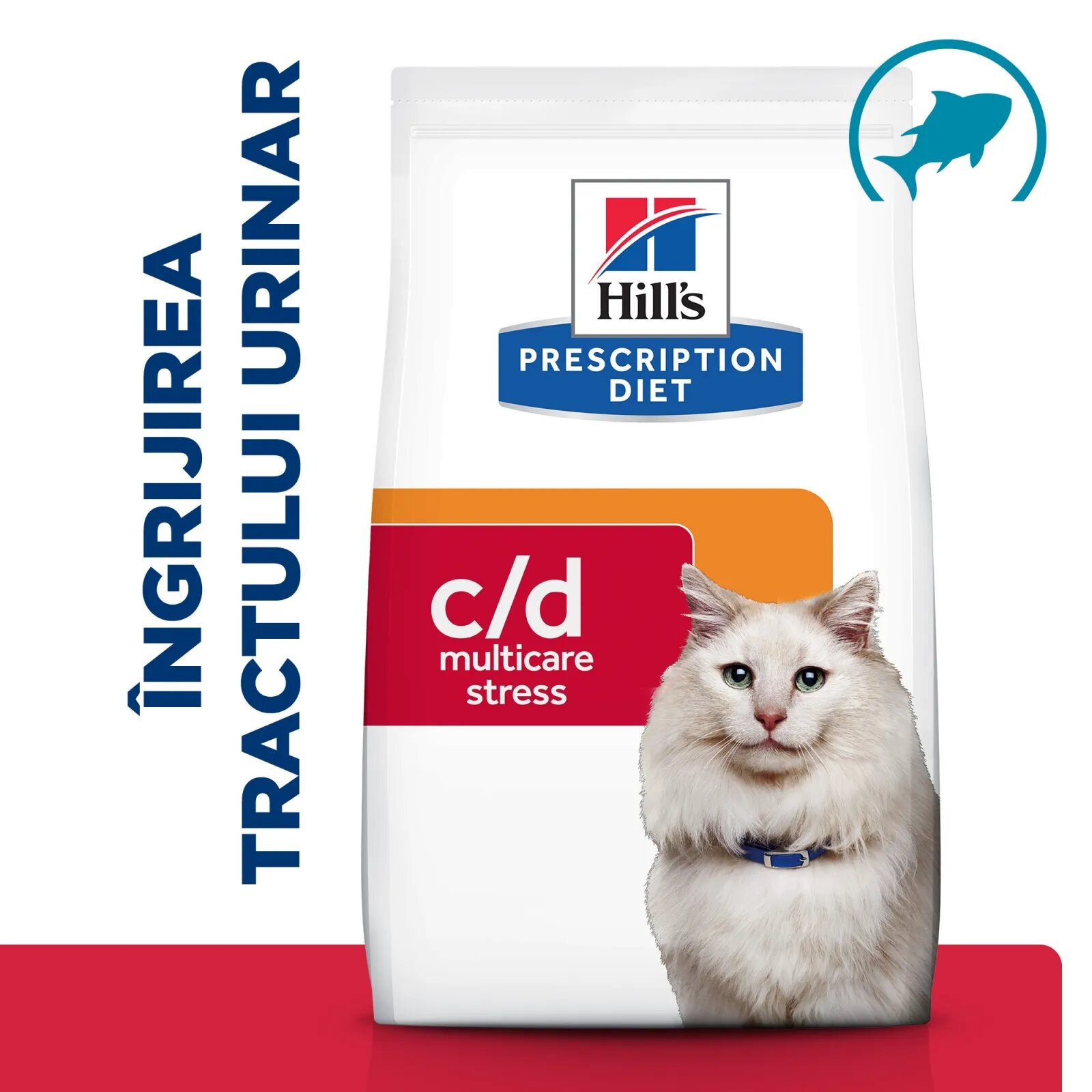 HILL'S Prescription Diet c/d Multicare Stress Pește oceanic dietă veterinară pisici hrană uscată sistem urinar sistem nervos 8kg