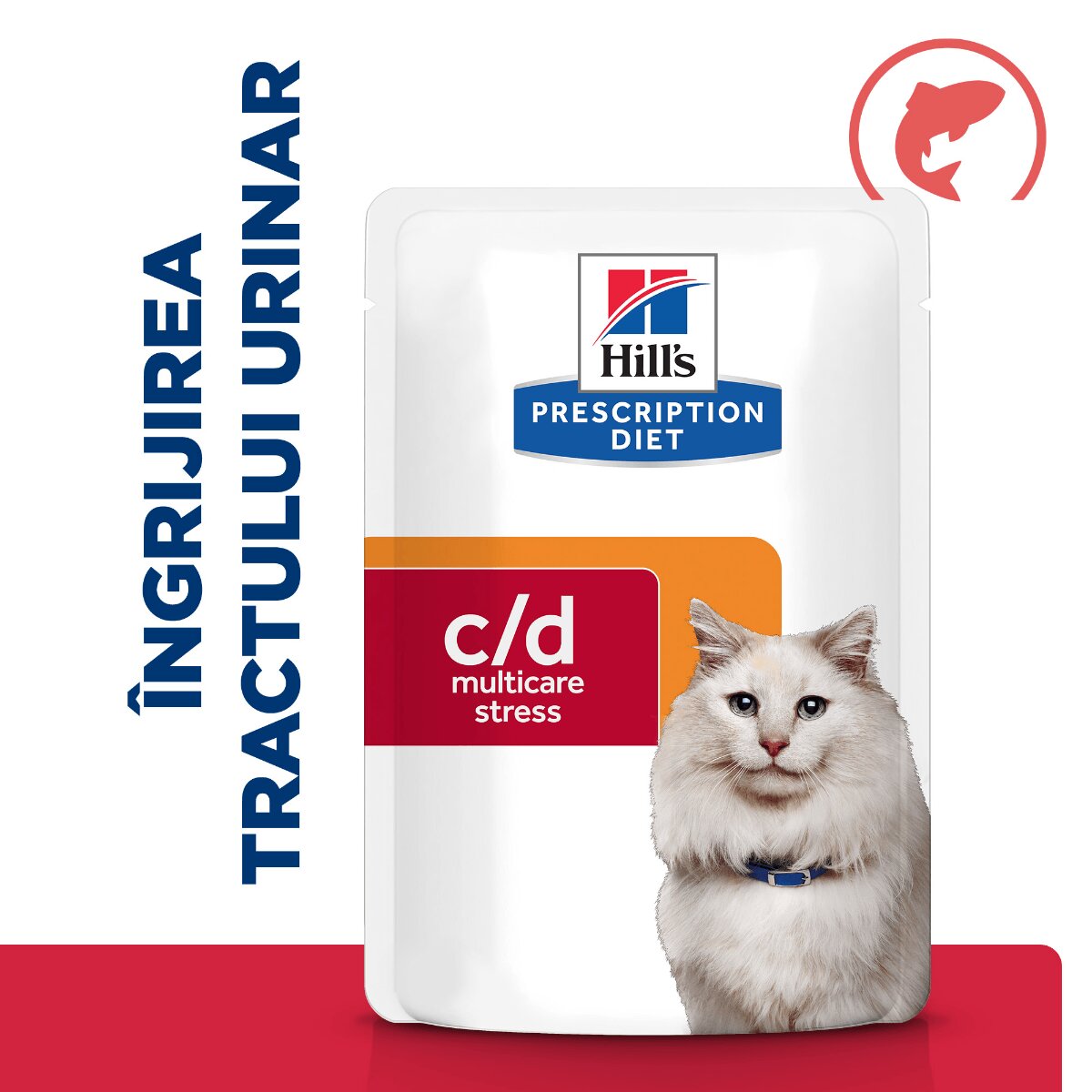 HILL'S Prescription Diet c/d Multicare Stress Somon dietă veterinară plic hrană umedă pisici sistem urinar (în sos) bax 85g x 12buc