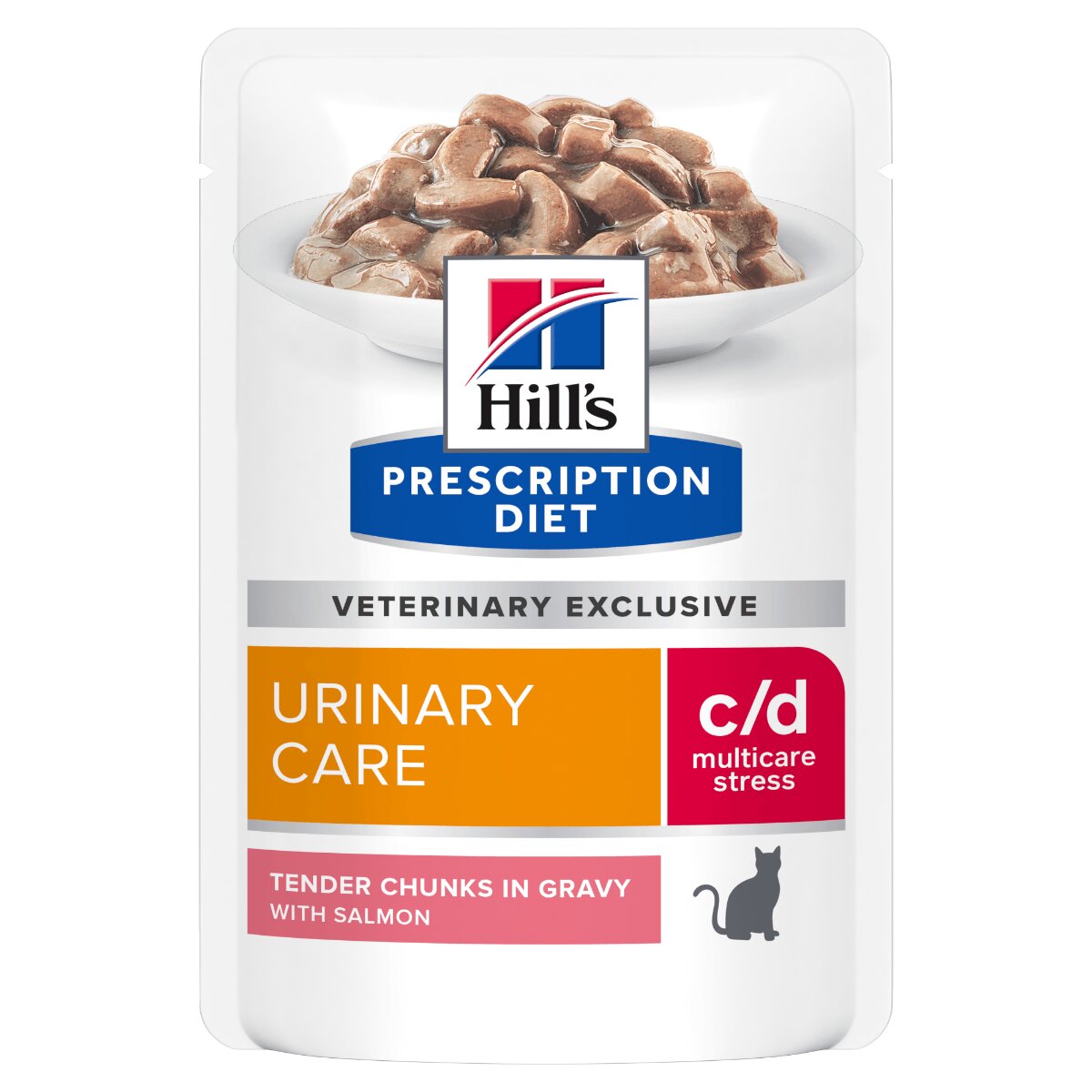 HILL'S Prescription Diet c/d Multicare Stress Somon dietă veterinară plic hrană umedă pisici sistem urinar (în sos) bax 85g x 12buc