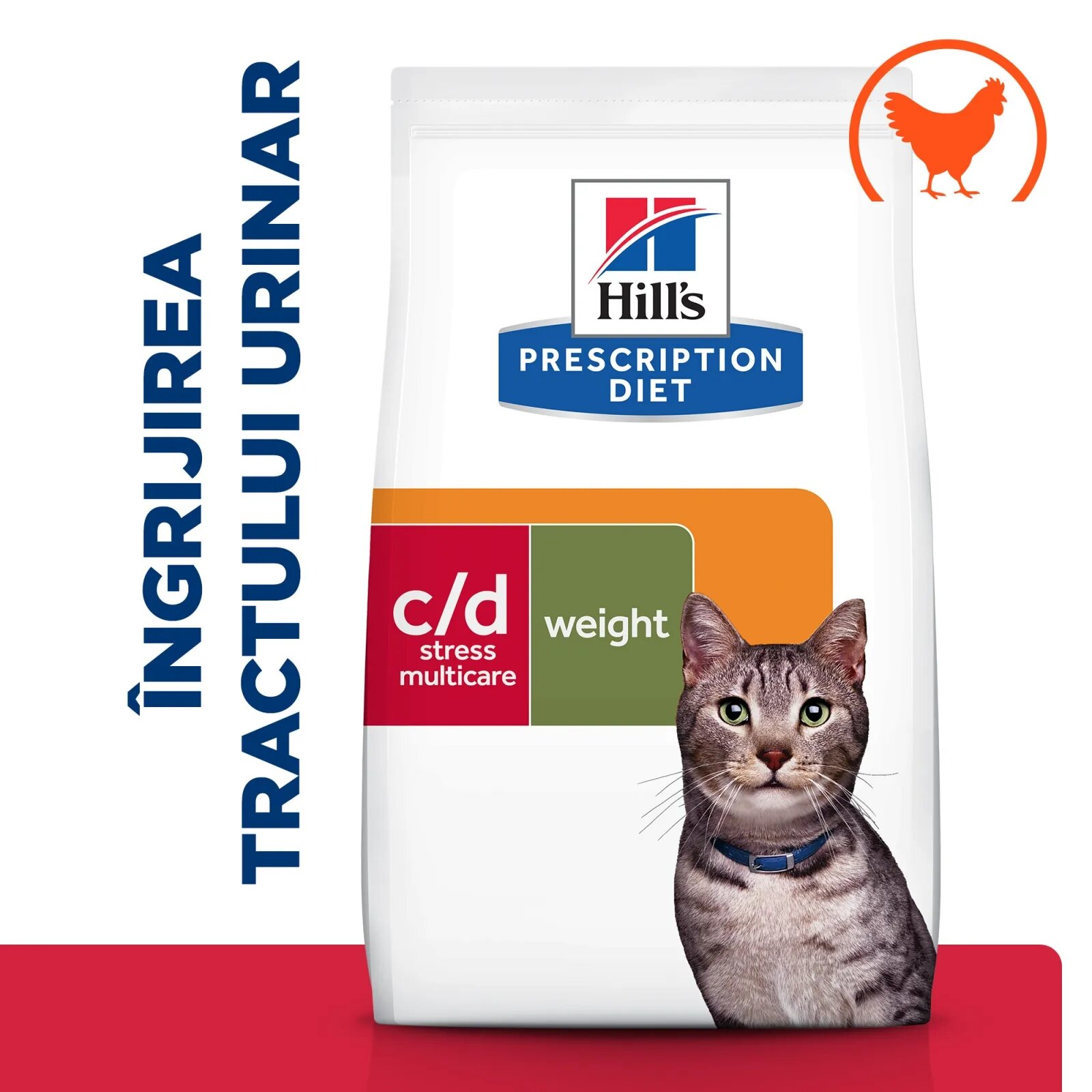 HILL'S Prescription Diet c/d Stress + Metabolic Pui dietă veterinară pisici hrană uscată sistem urinar sistem nervos metabolism 1.5kg