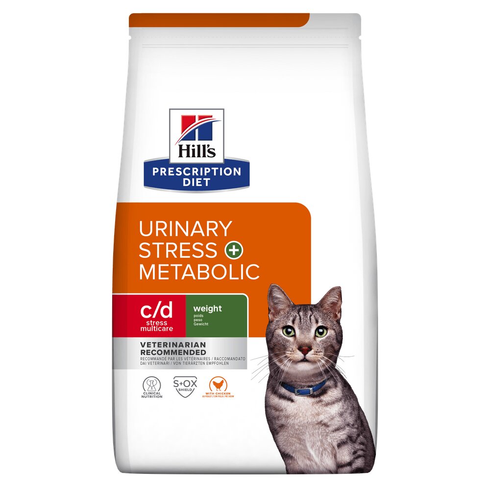 HILL'S Prescription Diet c/d Stress + Metabolic Pui dietă veterinară pisici hrană uscată sistem urinarsistem nervos metabolism 3kg