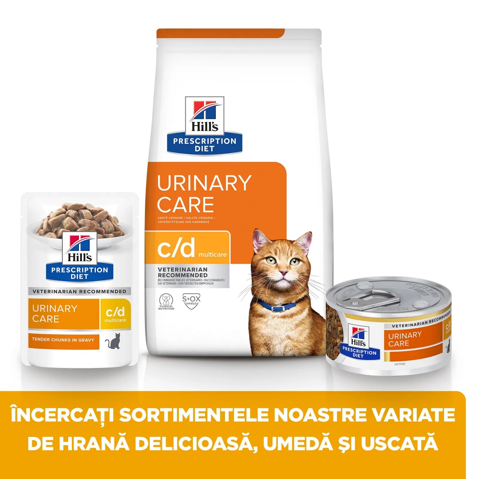 HILL'S Prescription Diet c/d Urinary Care Pui dietă veterinară pisici plic hrană umedă sistem urinar (în sos) bax 85g x 12buc