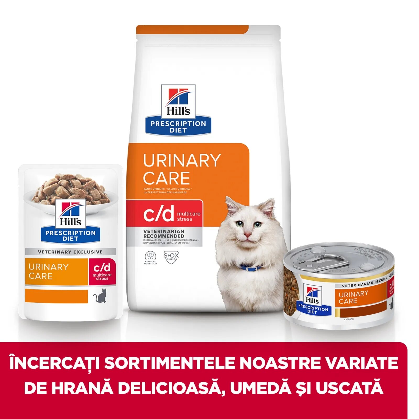HILL'S Prescription Diet c/d Urinary Multicare Stress Pui dietă veterinară pisici hrană uscată afecțiuni urinare c/d Urinary Care Multicare Stress Pui dietă veterinară pisici hrană uscată sistem urinar sistem nervos & c
