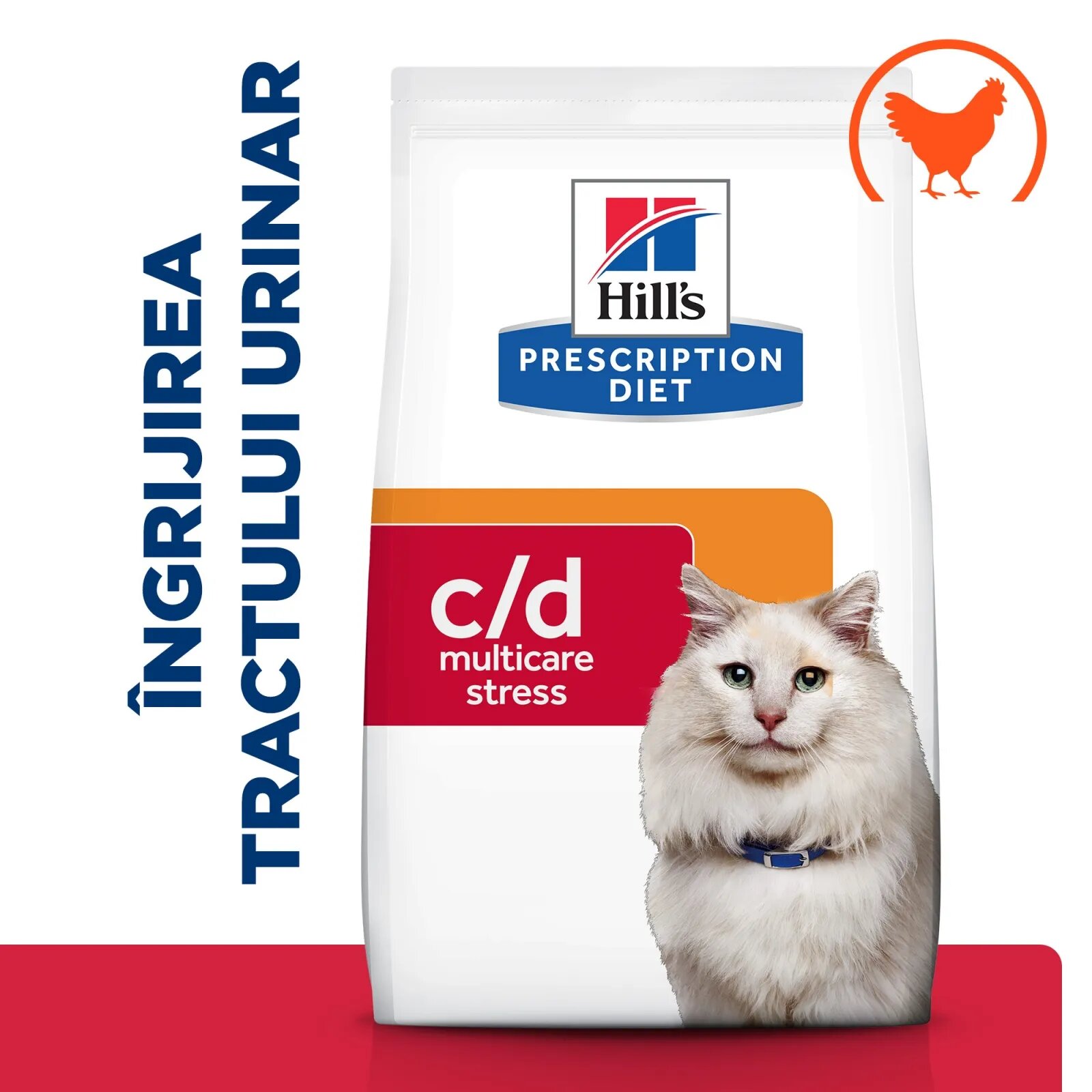 HILL'S Prescription Diet c/d Urinary Multicare Stress Pui dietă veterinară pisici hrană uscată afecțiuni urinare c/d Urinary Care Multicare Stress Pui dietă veterinară pisici hrană uscată sistem urinar sistem nervos & ca