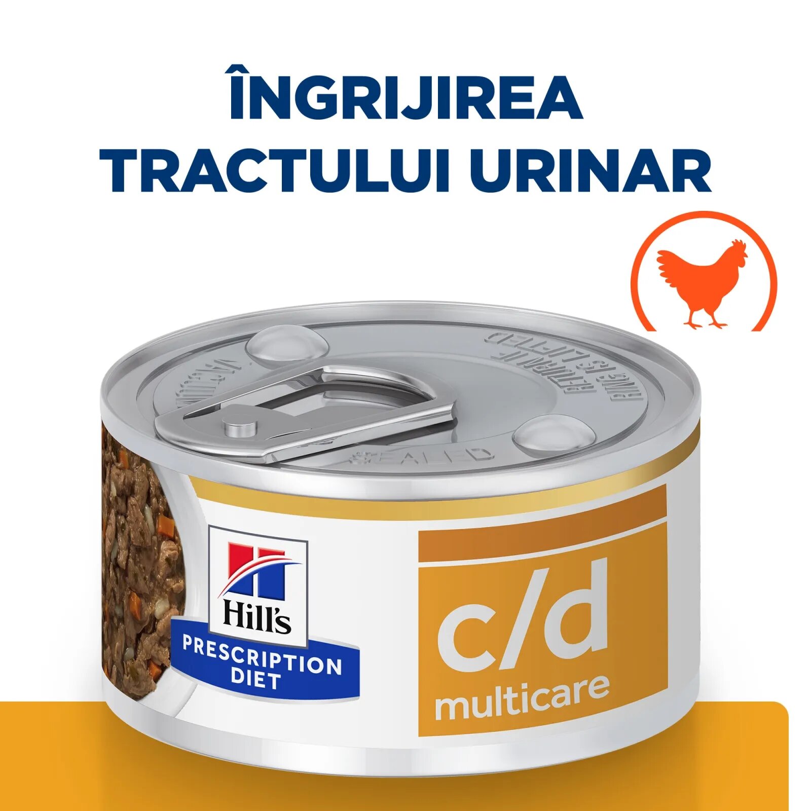 HILL'S Prescription Diet c/d Urinary Pui cu Legume dietă veterinară pisici conservă hrană umedă afecțiuni urinare c/d Urinary Care Pui cu Legume dietă veterinară pisici conservă hrană umedă sistem urinar (în sos) 82g