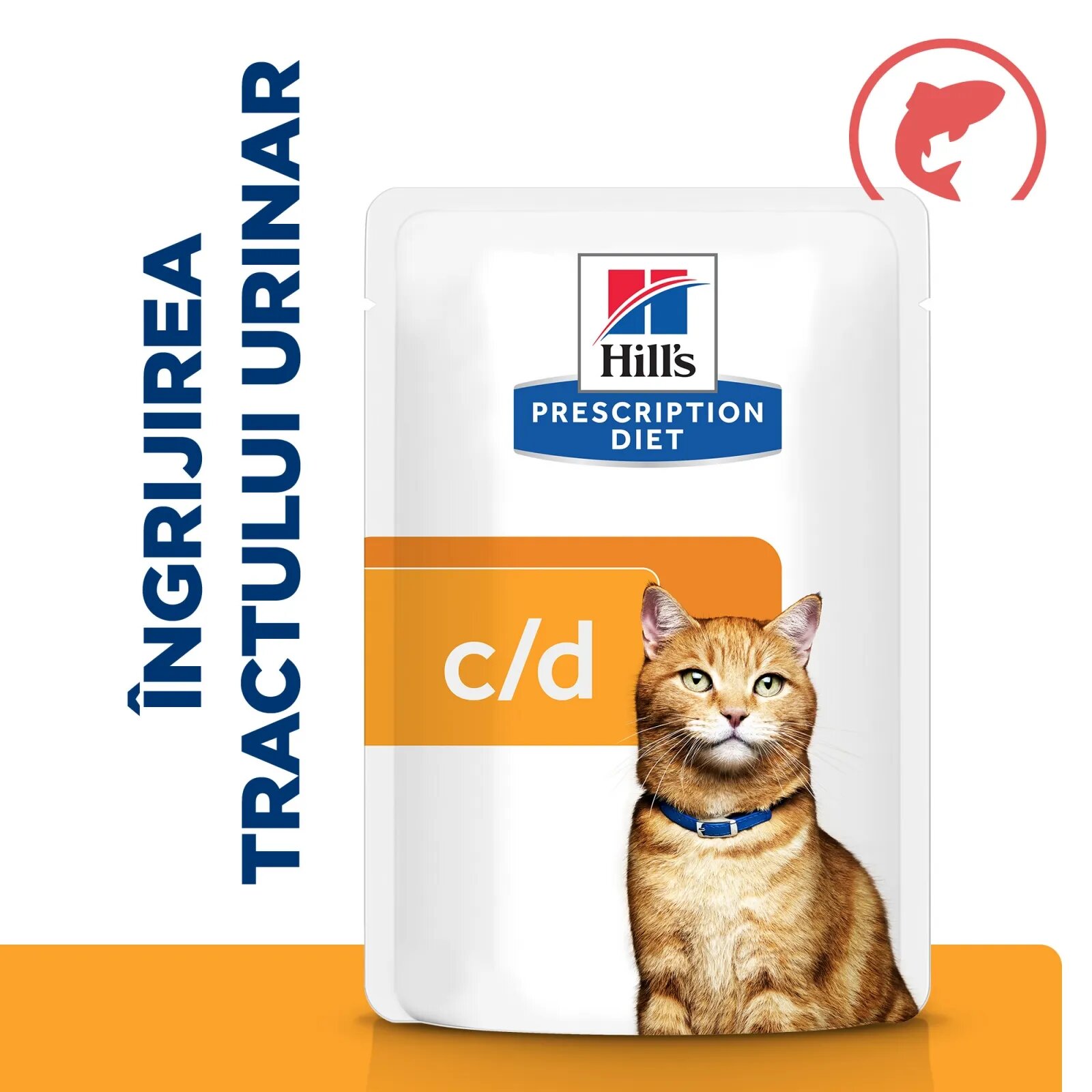 HILL'S Prescription Diet c/d Urinary Somon dietă veterinară pisici plic hrană umedă sistem urinar 85g x 12buc