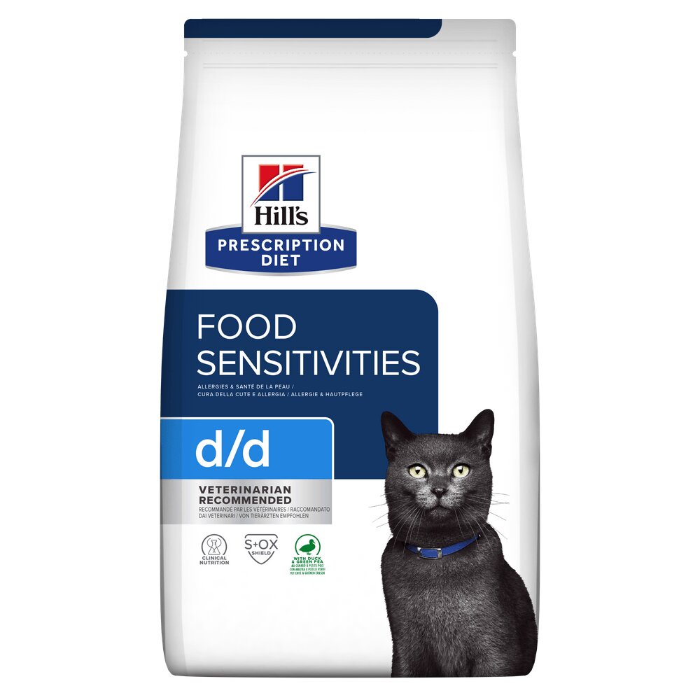 HILL'S Prescription Diet d/d Rață cu Mazăre dietă veterinară pisici hrană uscată sensibilități digestive d/d Rață cu Mazăre dietă veterinară pisici hrană uscată afecțiuni dermatologice și sistem digestiv 1.5kg
