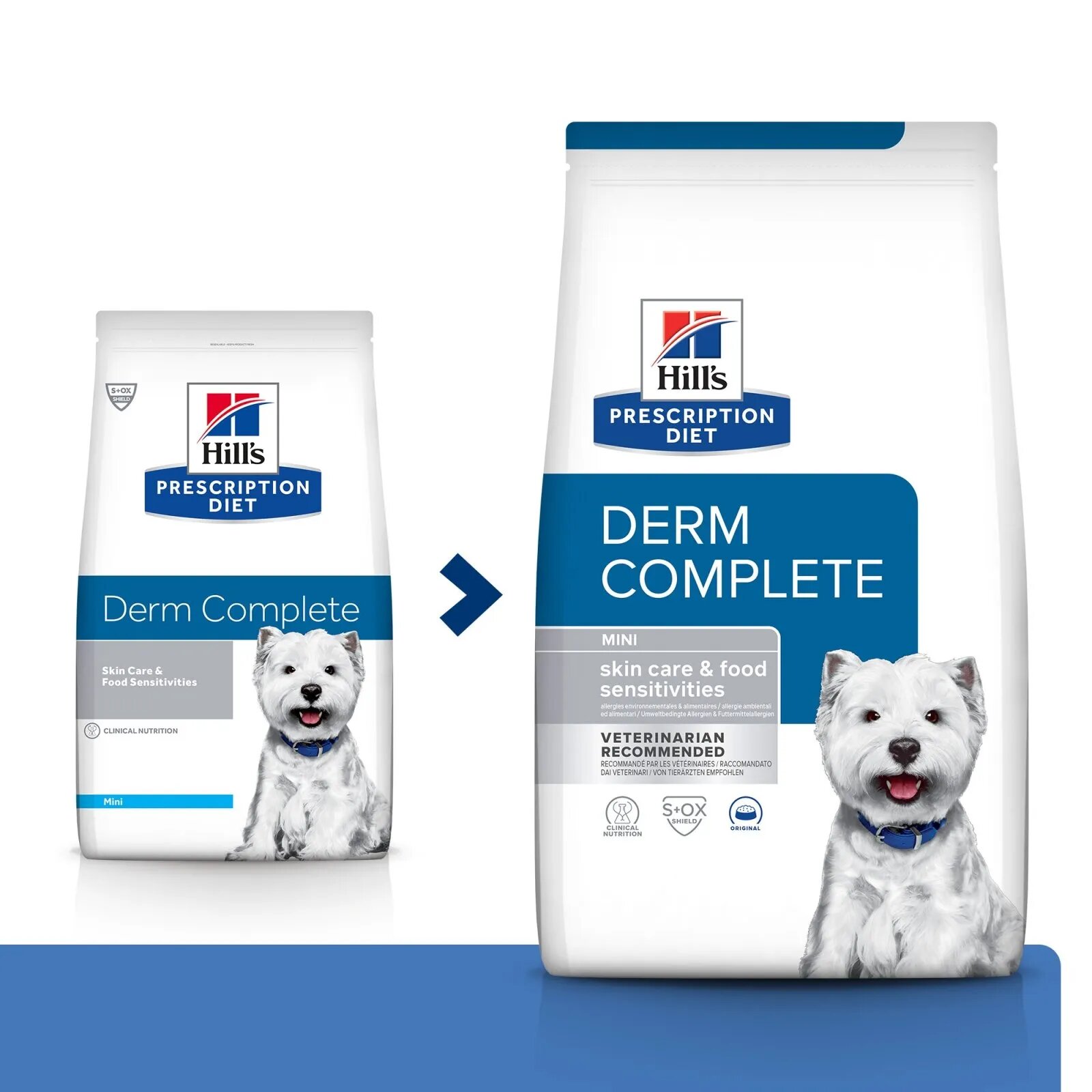 HILL'S Prescription Diet Derm Complete Mini dietă veterinară câini hrană uscată afecțiuni dermatologice Derm Complete Mini dietă veterinară câini hrană uscată piele & blana 1kg