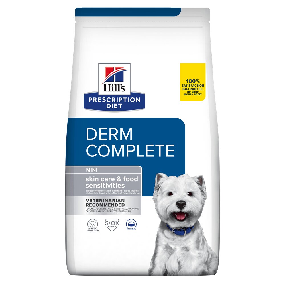 HILL'S Prescription Diet Derm Complete Mini dietă veterinară câini hrană uscată afecțiuni dermatologice Derm Complete Mini dietă veterinară câini hrană uscată piele & blana 6kg