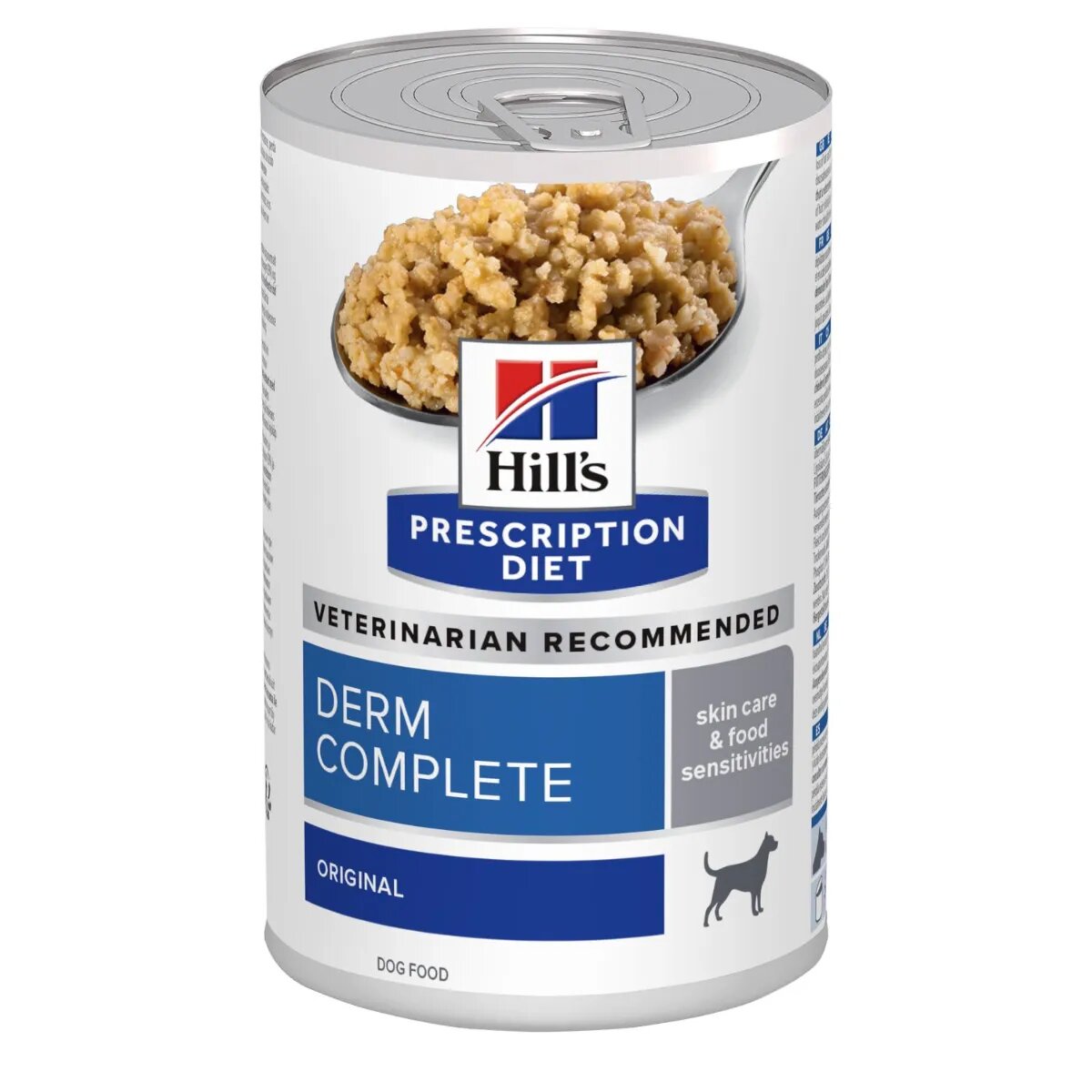 HILL'S Prescription Diet Derm Complete XS-XL Ou dietă veterinară conservă hrană umedă câini piele & blană (pate) 370g