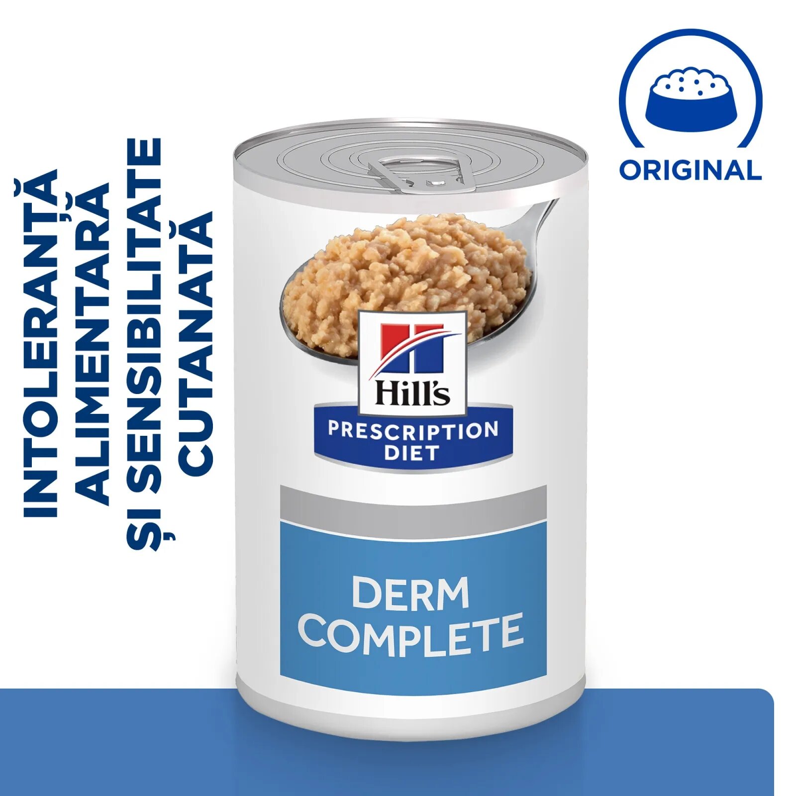 HILL'S Prescription Diet Derm Complete XS-XL Ou dietă veterinară conservă hrană umedă câini piele & blană (pate) Derm Complete dietă veterinară câini conservă hrană umedă piele & blana (în sos) bax 370g x 6buc