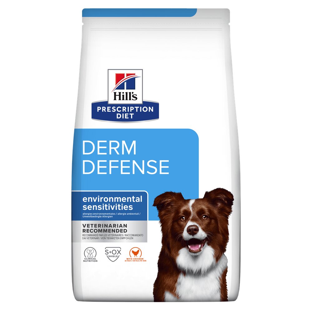 HILL'S Prescription Diet Derm Defense Pui dietă veterinară câini hrană uscată afecțiuni dermatologice Derm Defense Pui dietă veterinară câini hrană uscată piele & blana 12kg