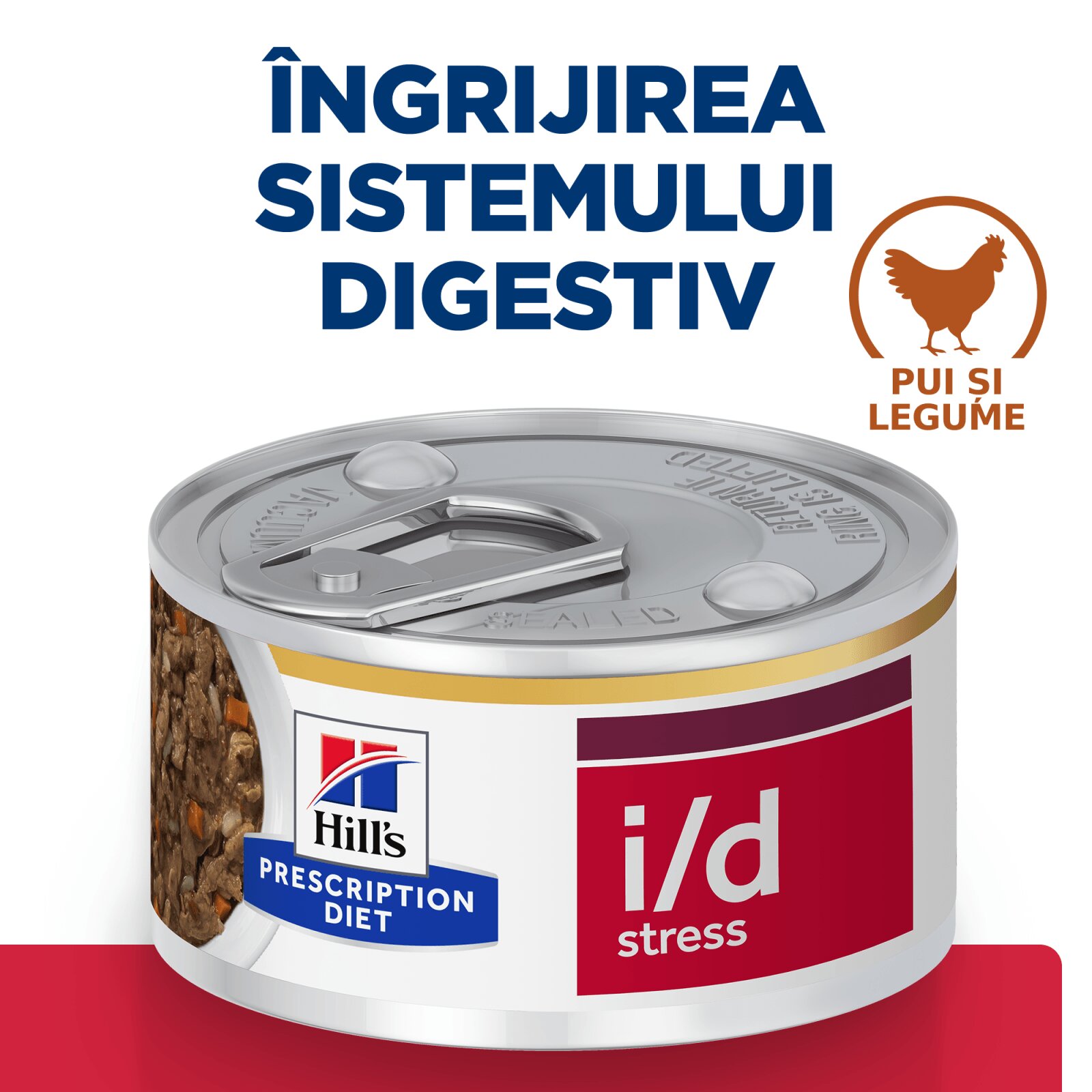 HILL'S Prescription Diet i/d Digestive Care Stress Pui cu Legume dietă veterinară câini conservă hrană umedă sistem digestiv (în sos) 156g