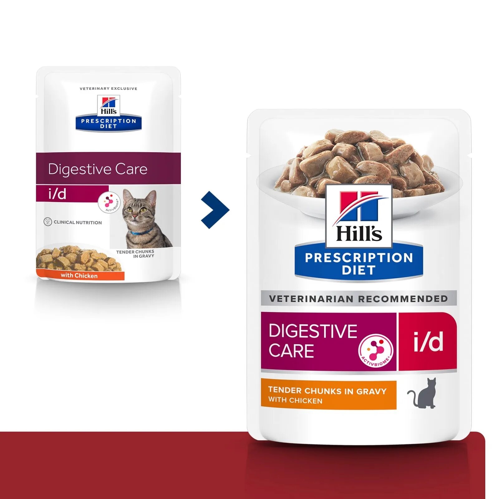 HILL'S Prescription Diet i/d Sensitive Digestive Care Pui dietă veterinară pisici plic hrană umedă sistem digestiv 85g x 12buc