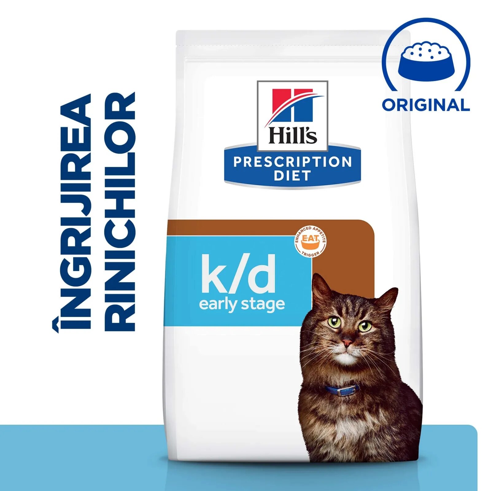 HILL'S Prescription Diet k/d Kidney Care Early Stage dietă veterinară pisici hrană uscată afecțiuni renale k/d Kidney Care Early Stage dietă veterinară pisici hrană uscată sistem renal 3kg