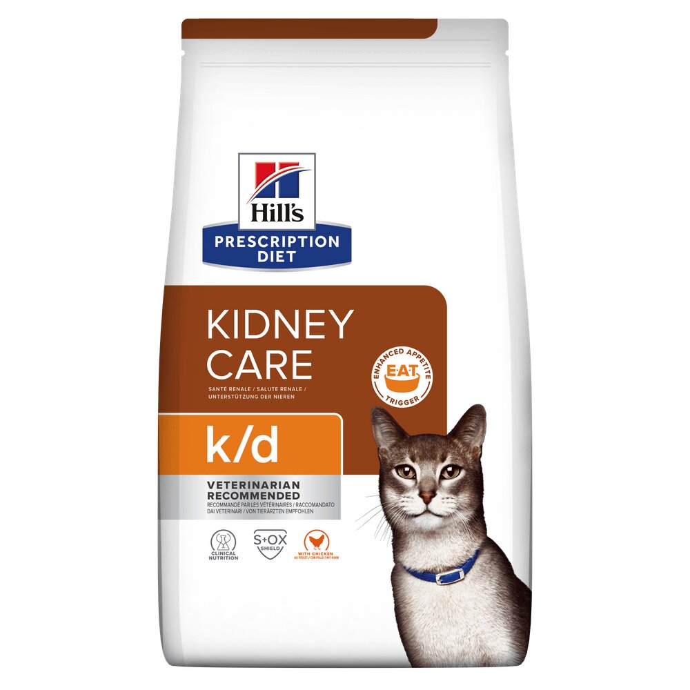 HILL'S Prescription Diet k/d Kidney Care Pui dietă veterinară pisici hrană uscată afecțiuni renale k/d Kidney Care Pui dietă veterinară pisici hrană uscată sistem renal 400g