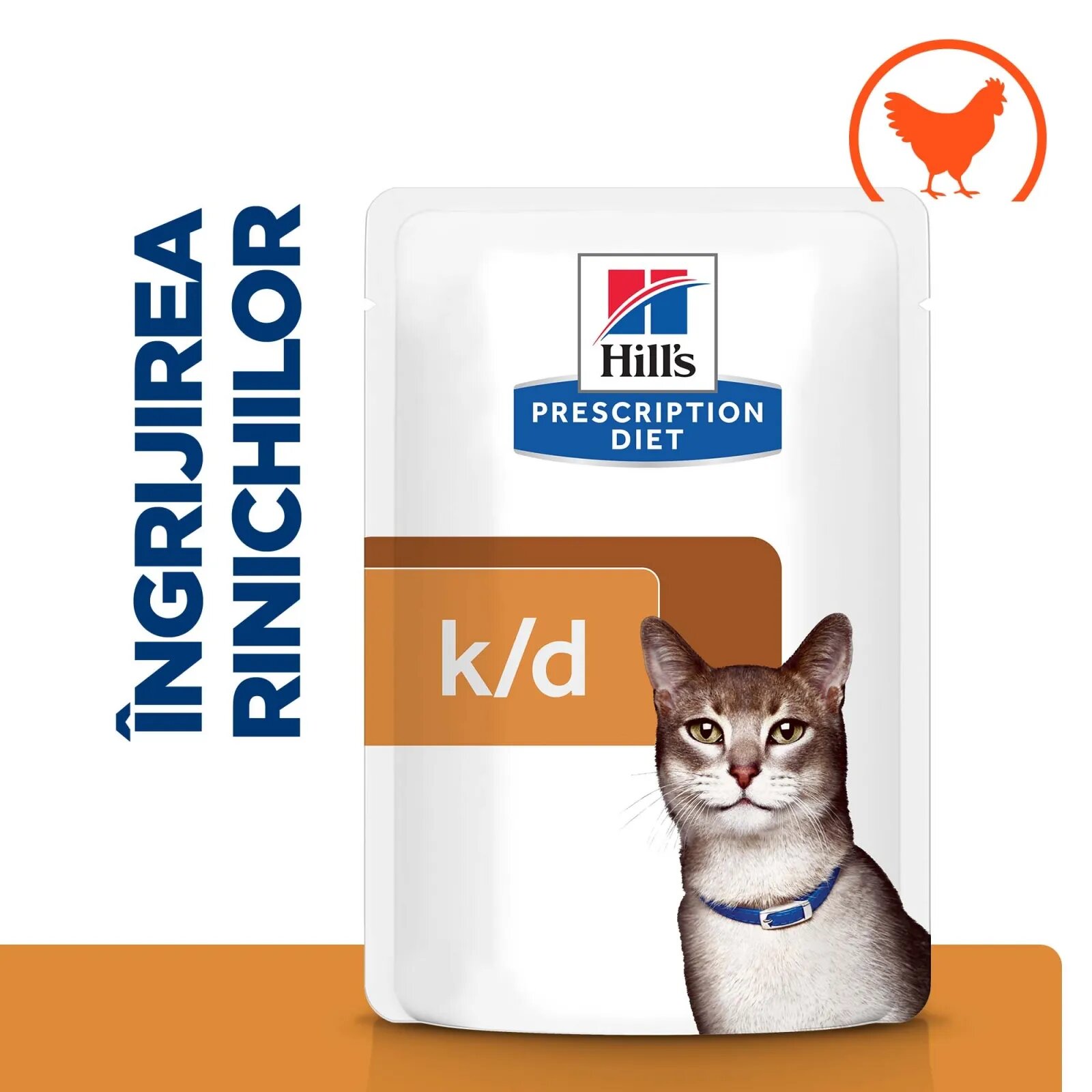 HILL'S Prescription Diet k/d Kidney Care Pui dietă veterinară pisici plic hrană umedă sistem renal (în sos) 85g x 12buc