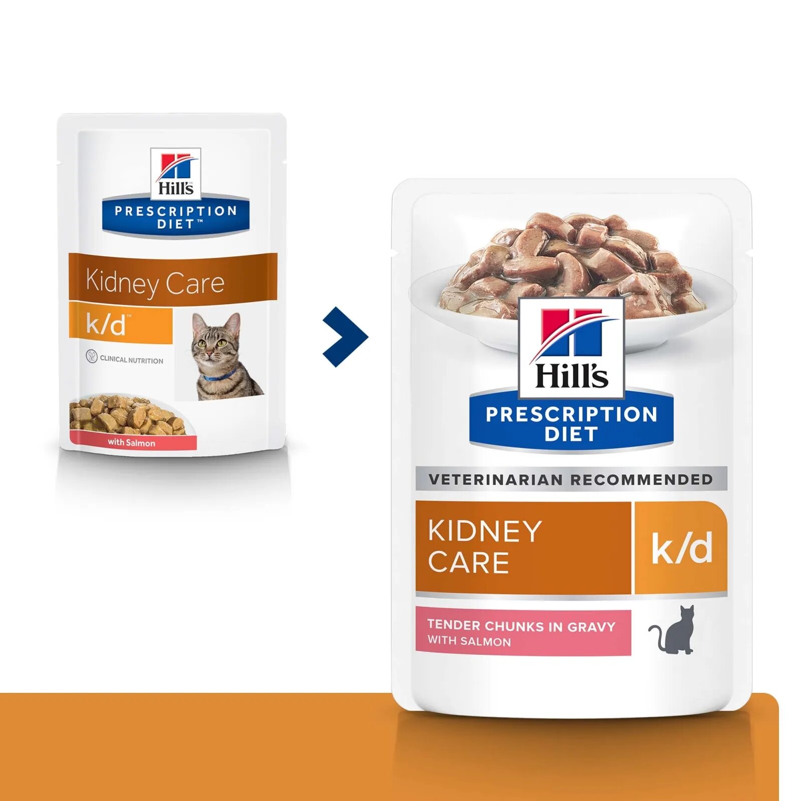 HILL'S Prescription Diet k/d Kidney Care Somon dietă veterinară pisici plic hrană umedă sistem renal 85g x 12buc