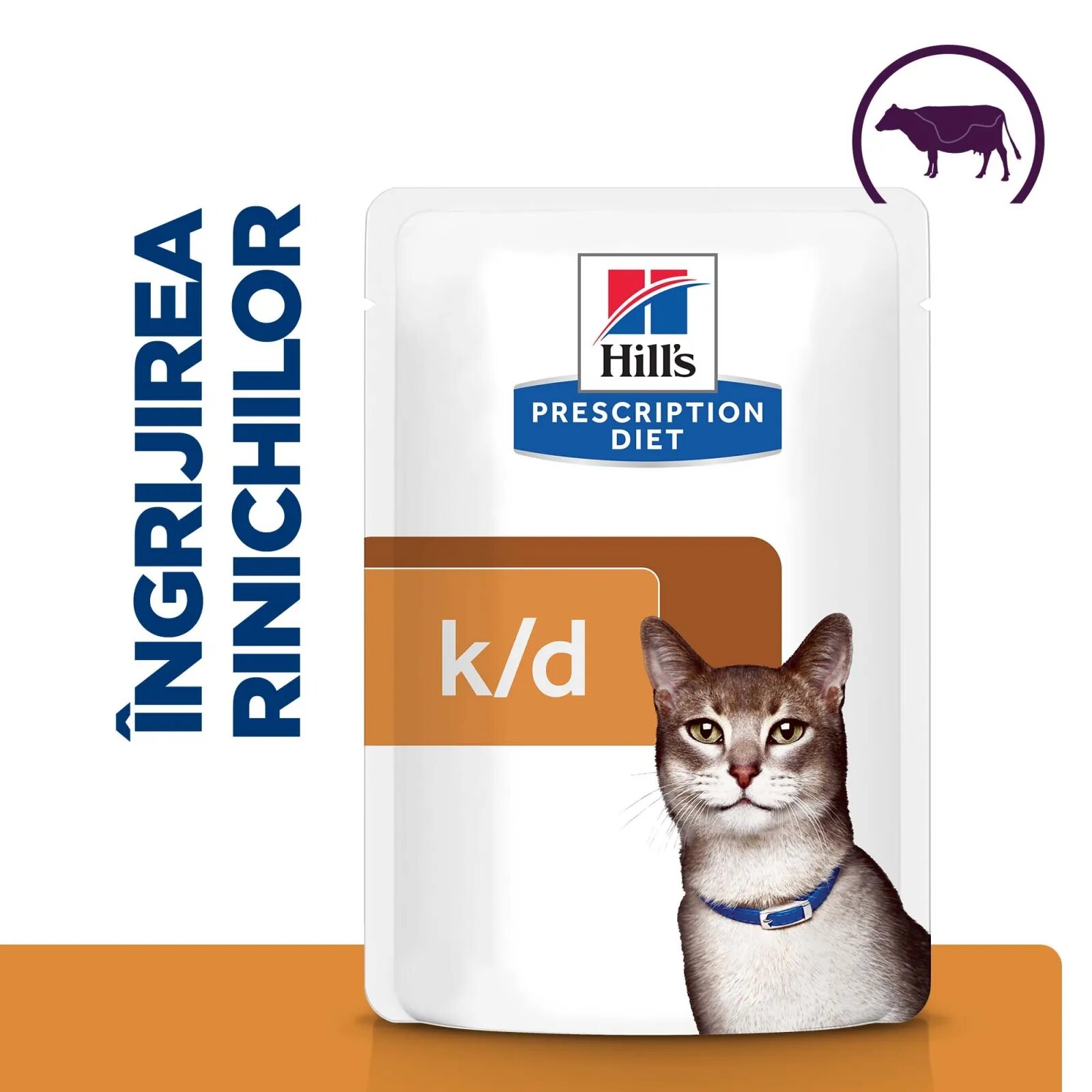 HILL'S Prescription Diet k/d Kidney Care Vită dietă veterinară pisici plic hrană umedă sistem renal 85g x 12buc