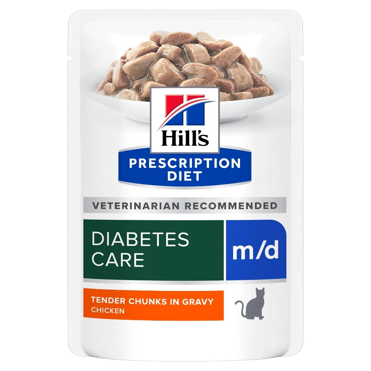 HILL'S Prescription Diet m/d Pui dietă veterinară plic hrană umedă pisici diabet bax 85g x 12buc