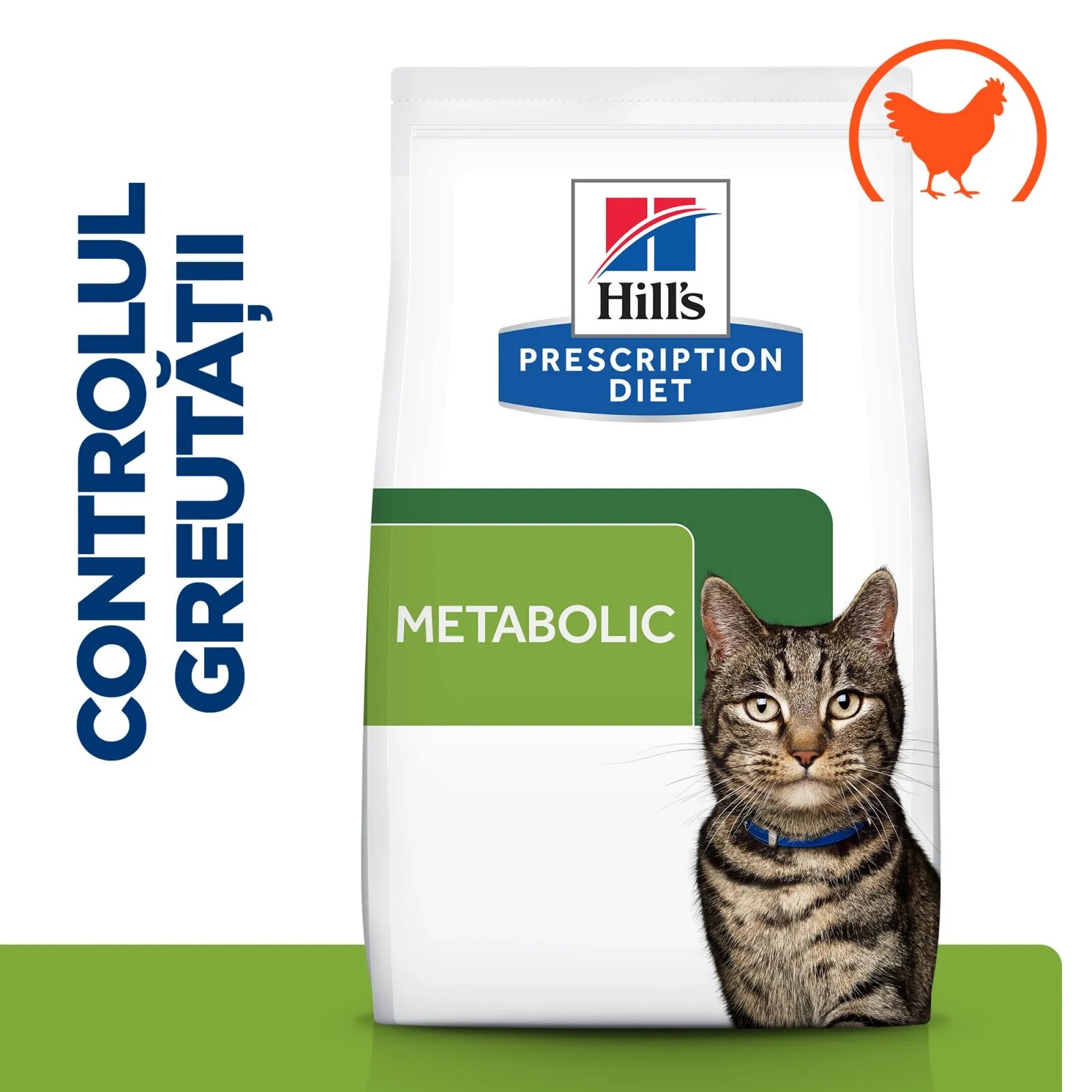 HILL'S Prescription Diet Metabolic Pui dietă veterinară pisici hrană uscată afecțiuni metabolice (obezitate) Metabolic Pui dietă veterinară pisici hrană uscată metabolism (obezitate si diabet) 1.5kg
