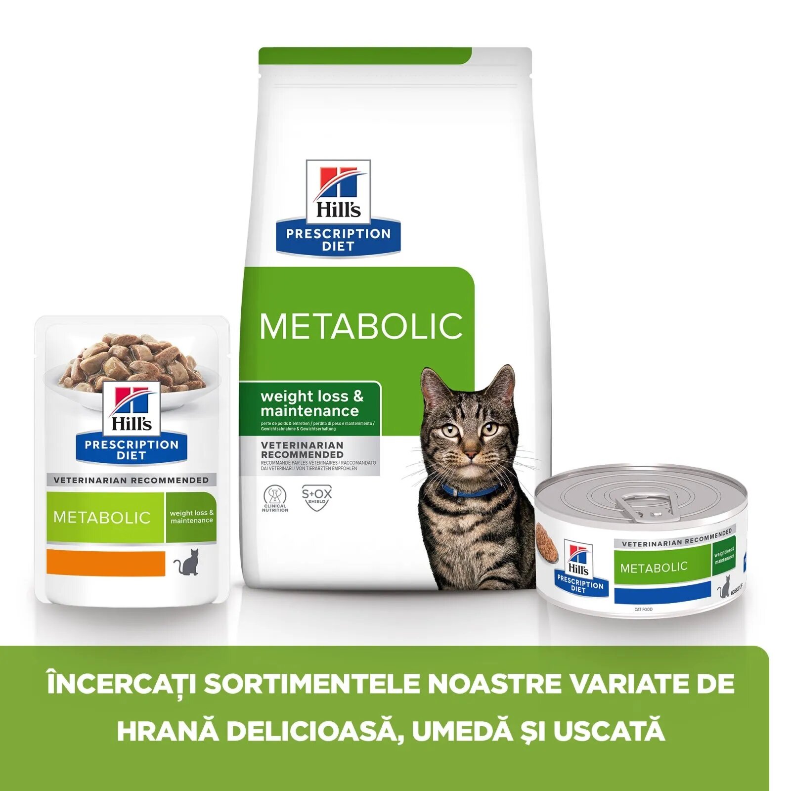 HILL'S Prescription Diet Metabolic Pui dietă veterinară pisici plic hrană umedă metabolism (obezitate si diabet) (în sos) 85g x 12buc